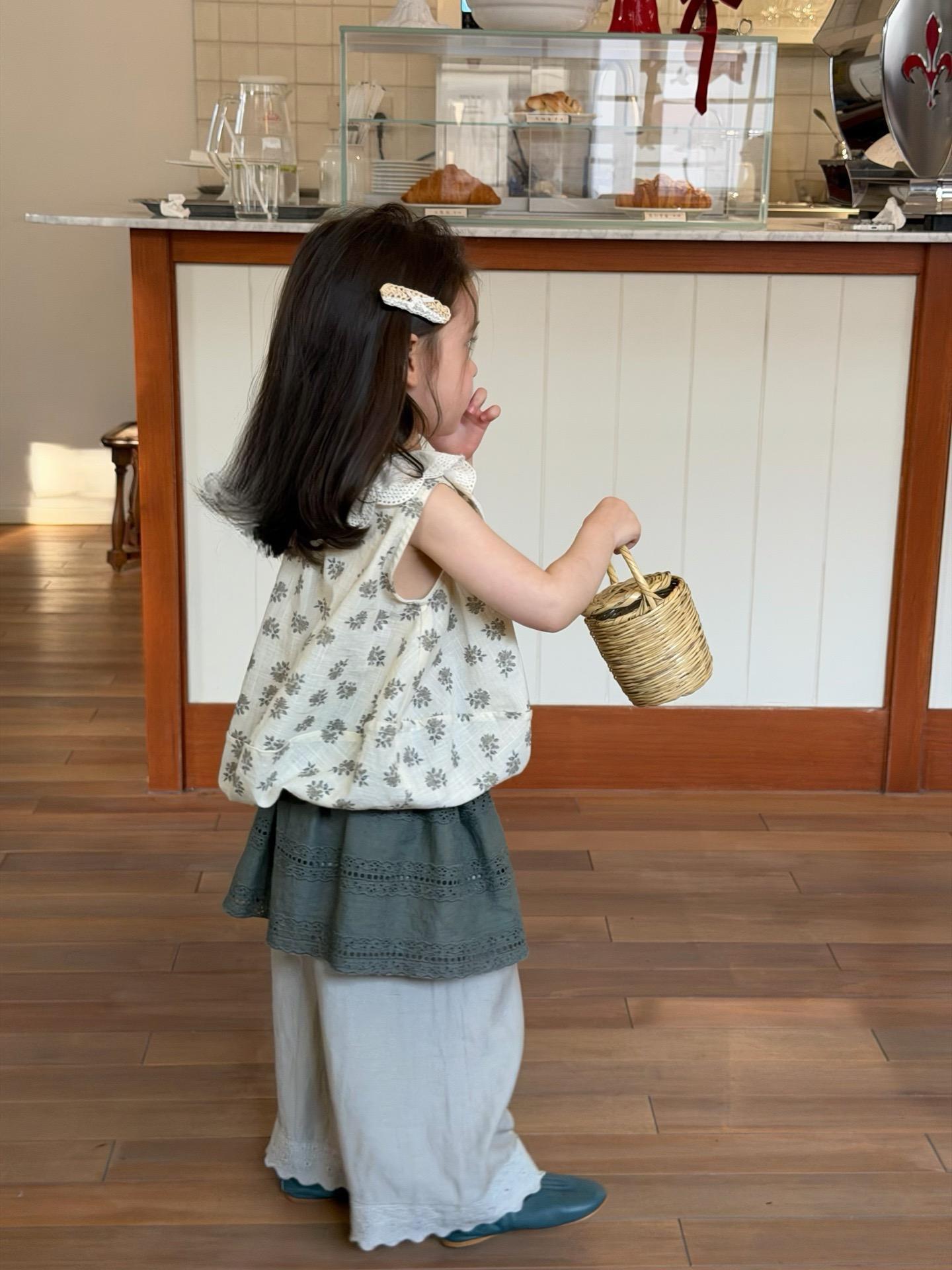 【90-140】トップス or 付け裾 or ワイドパンツ 女の子 小花柄 フリルカラー - 画像 (7)