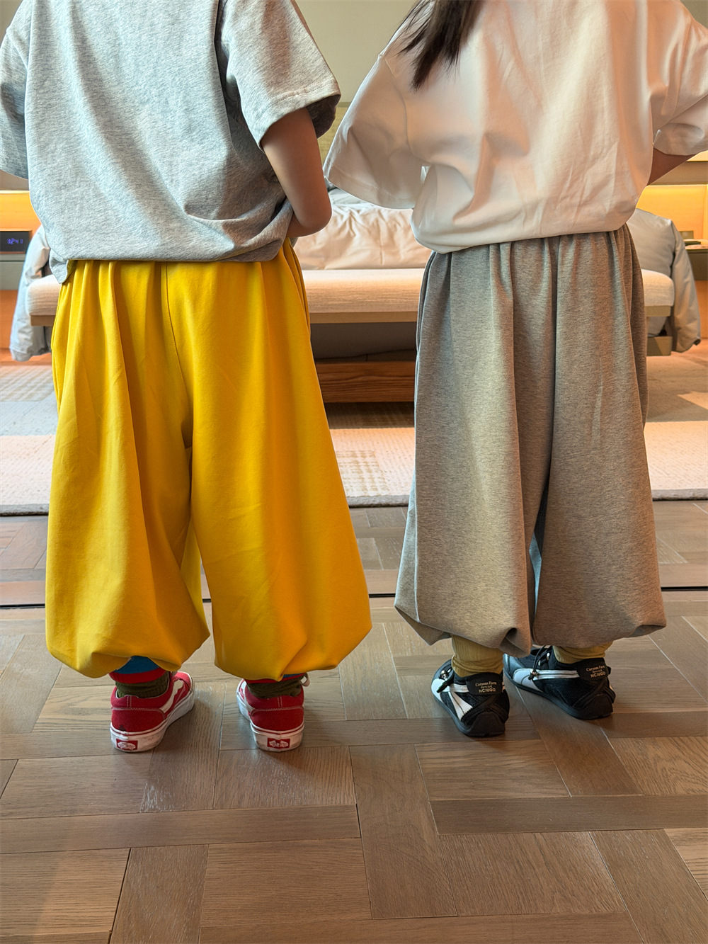 【90-150】バルーンパンツ キッズ 男女兼用 ゆったり 裾ゴム カジュアル ロングパンツ - 画像 (7)