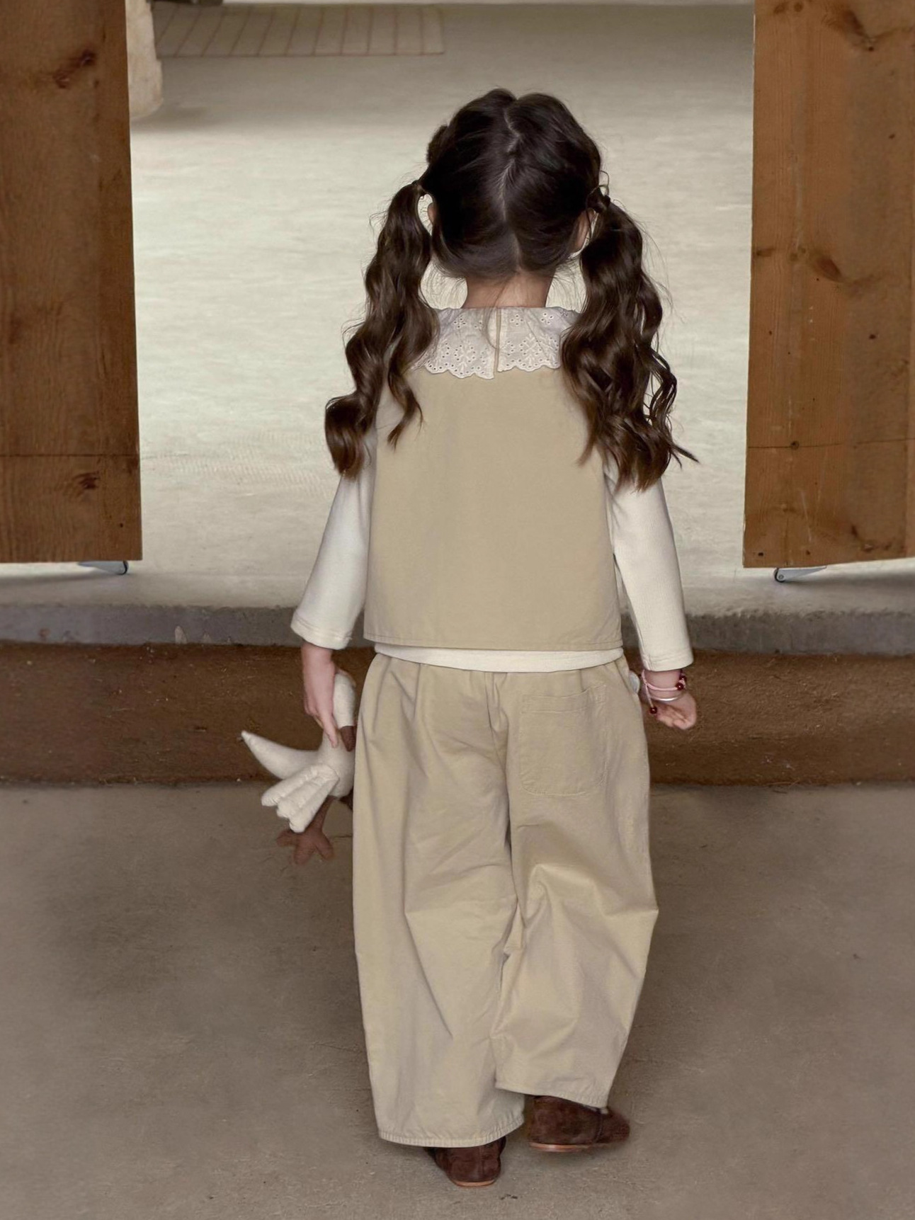 【90-140】トップス or ベスト&パンツ セットアップ 女の子 ナチュラル - 画像 (6)