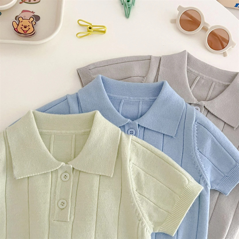 【80-150】ニット 半袖Tシャツ 無地 肌触り良い - 画像 (6)