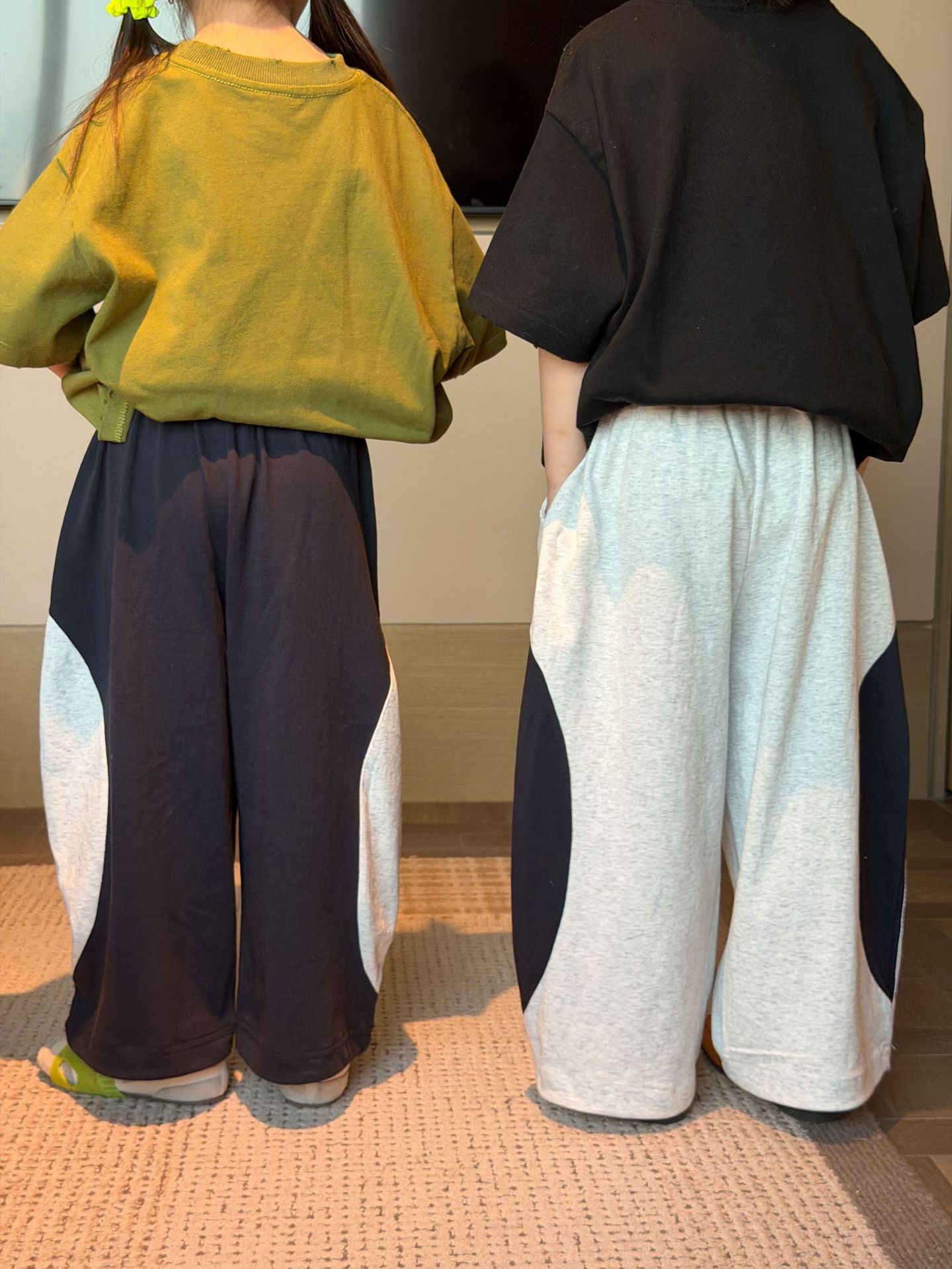 【90-150】カジュアルパンツ キッズ 配色 男女兼用 ゆったり ドローストリング スウェットパンツ - 画像 (9)