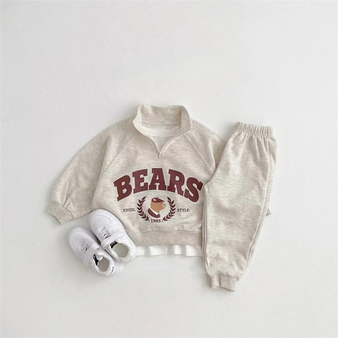 【73-120】くまモチーフ ジップアップスウェット+スウェットパンツ セット - 画像 (6)