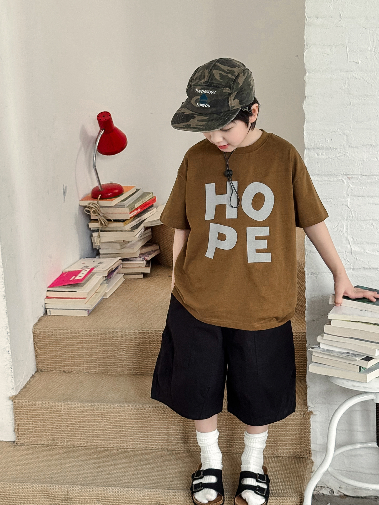 【90-150】半袖 Tシャツ 男の子 ロゴプリント クルーネック カジュアル トップス - 画像 (6)