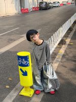 【90-160】長袖 Tシャツ 男の子 ボーダー 着せやすい ゆったり 快適 トップス - 画像 (4)
