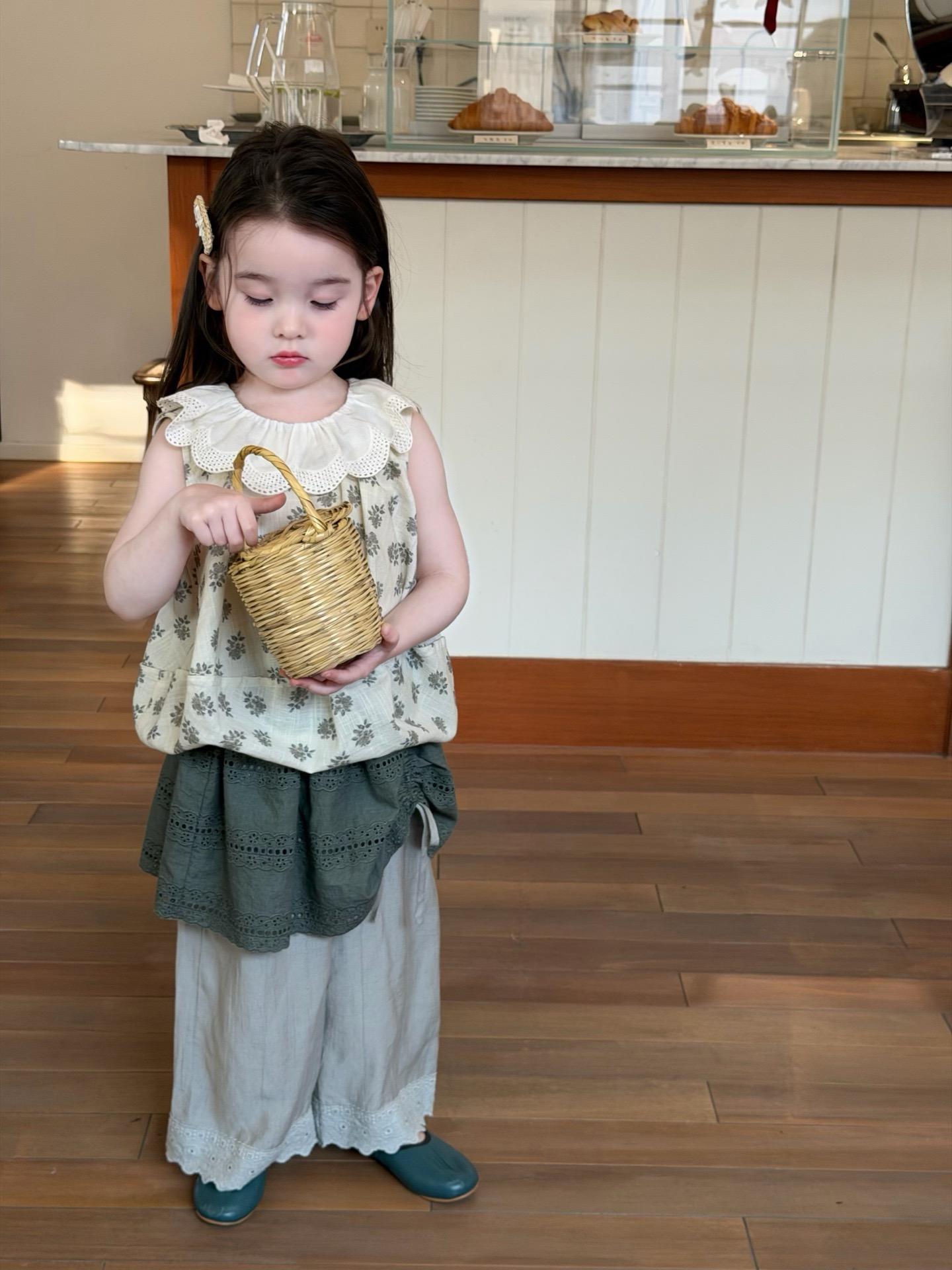 【90-140】トップス or 付け裾 or ワイドパンツ 女の子 小花柄 フリルカラー - 画像 (8)