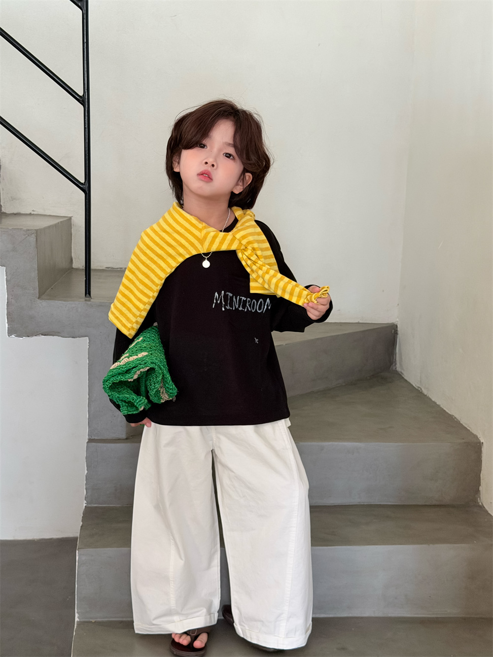 【90-150】長袖Tシャツ 男女兼用 バックプリント カジュアル 韓国風 トップス - 画像 (7)