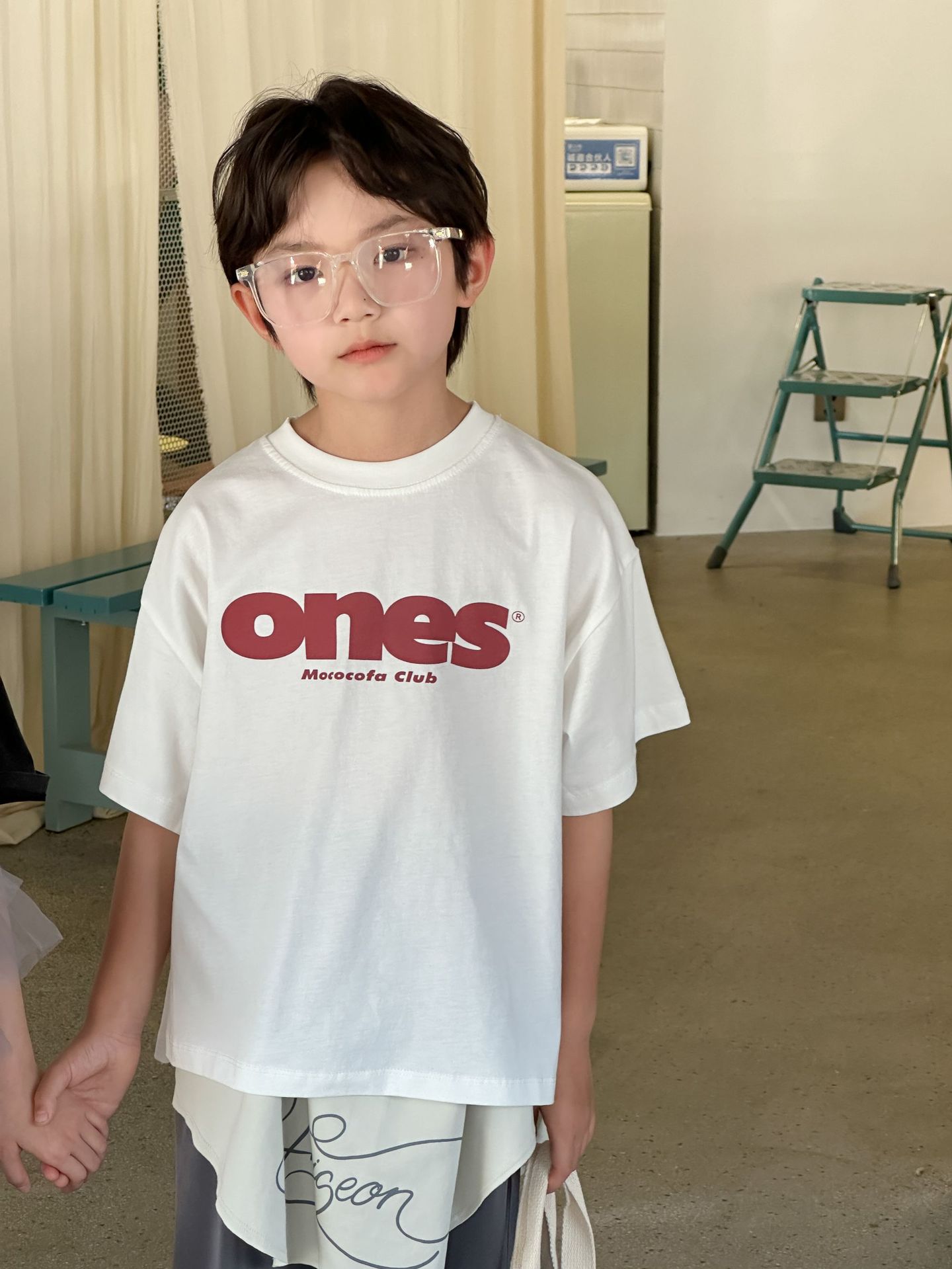 【90-150】Tシャツ アルファベット ラウンドネック コットン 半袖 トップス - 画像 (10)