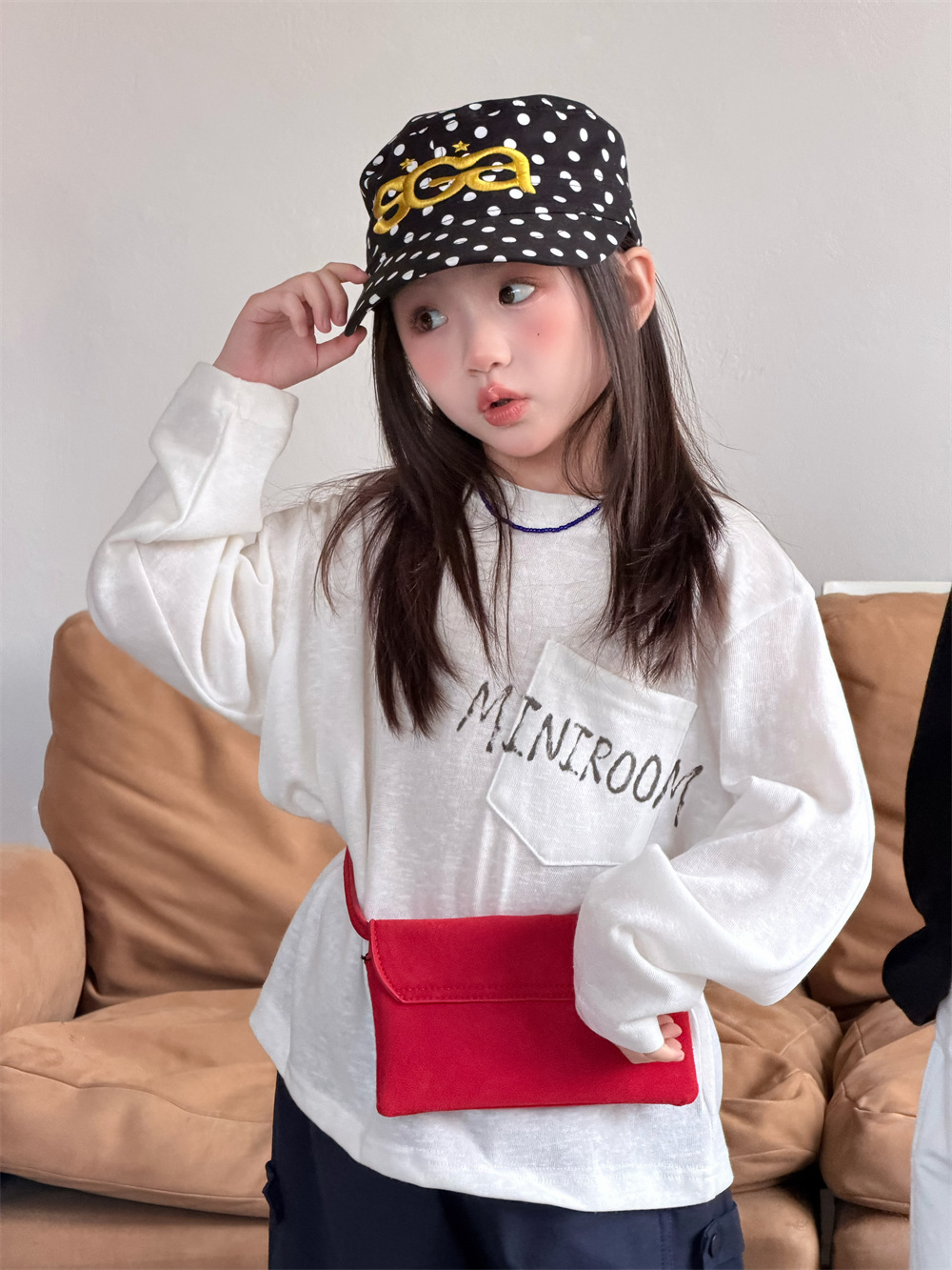 【90-150】長袖Tシャツ 男女兼用 バックプリント カジュアル 韓国風 トップス - 画像 (4)
