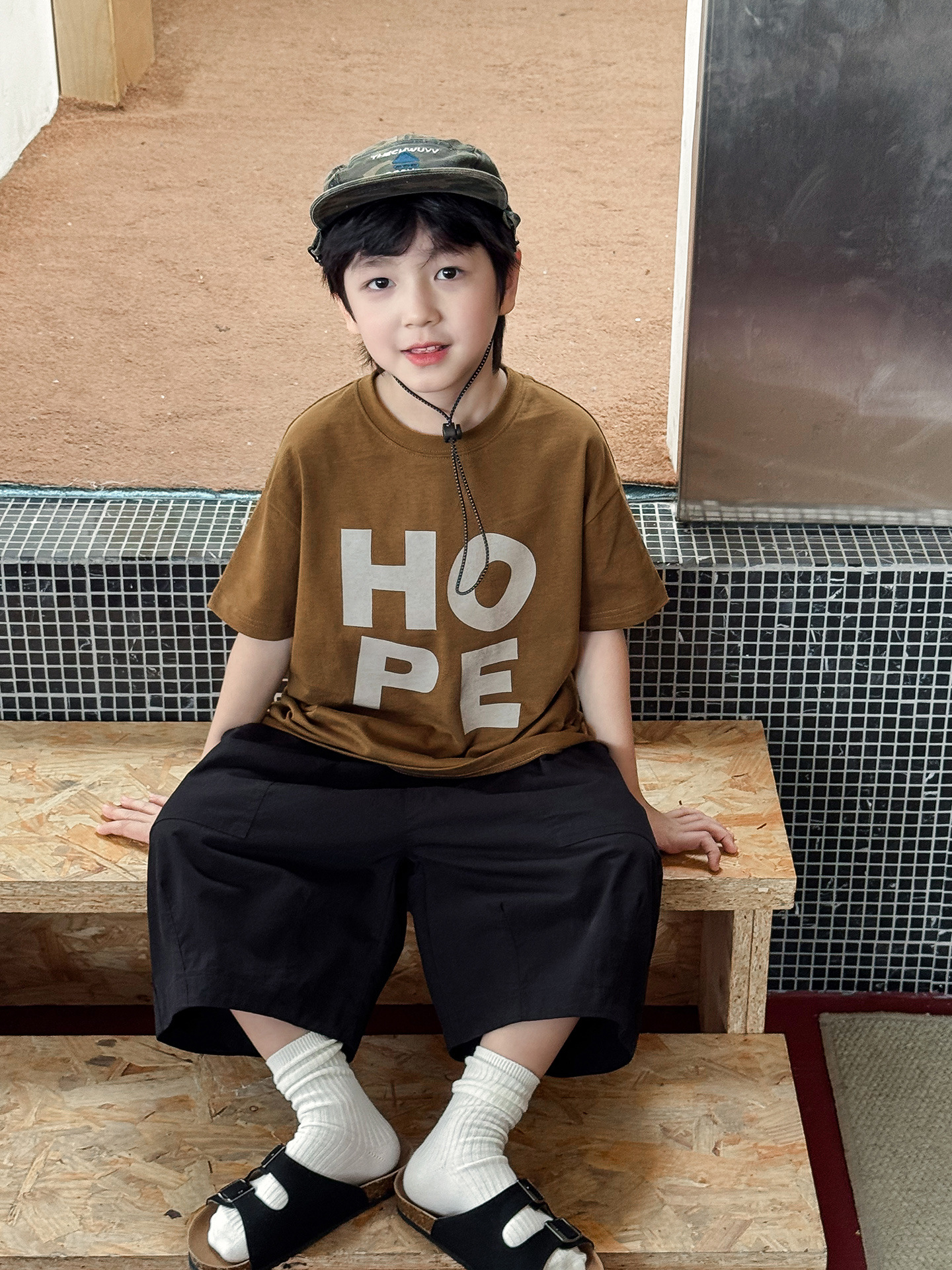【90-150】半袖 Tシャツ 男の子 ロゴプリント クルーネック カジュアル トップス - 画像 (8)