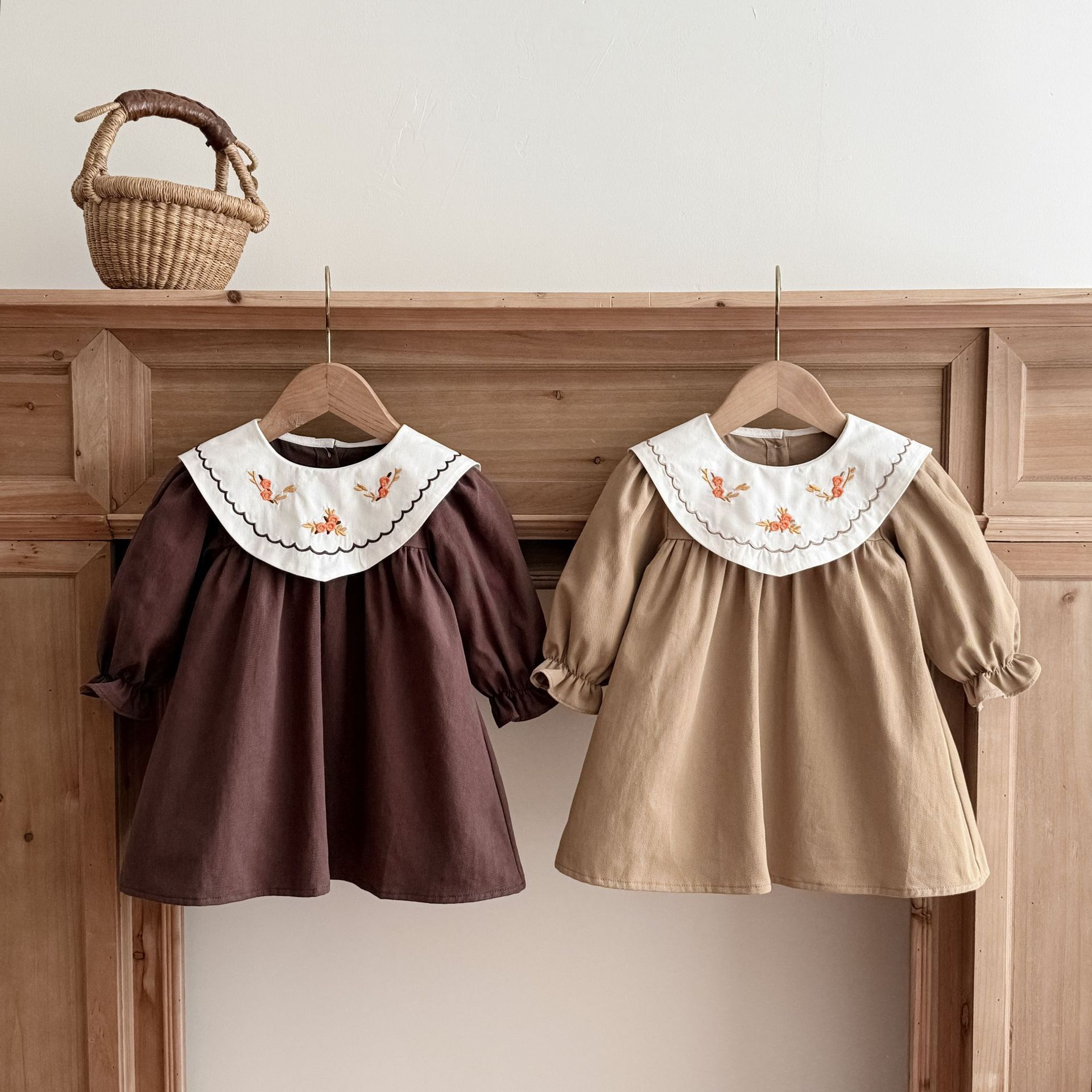 【73-120】長袖 ワンピース おしゃれ 刺繍 レトロ - 画像 (3)