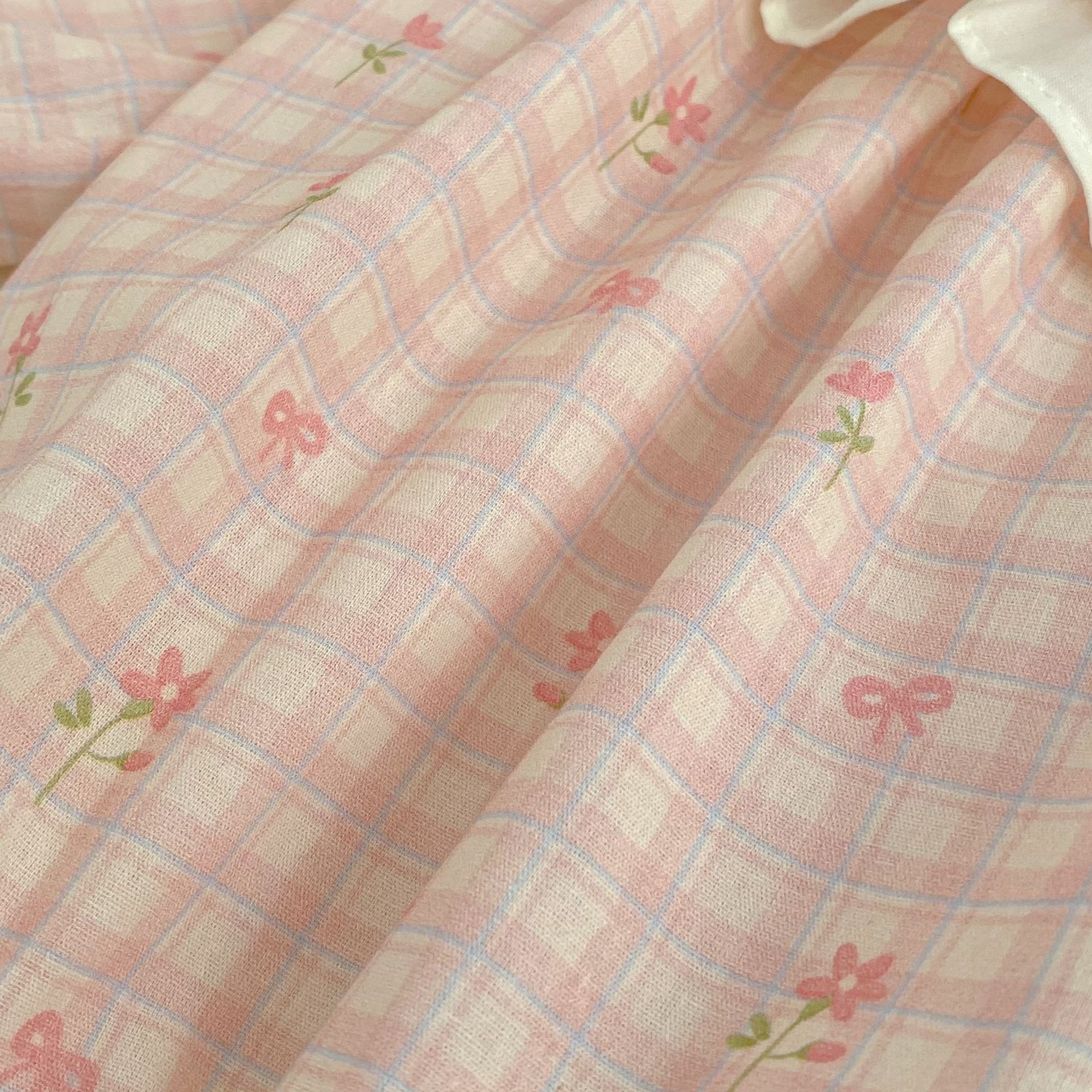 【66-90】ベビー 女の子 花柄 チェック柄 ロンパース 帽子付き セット - 画像 (10)