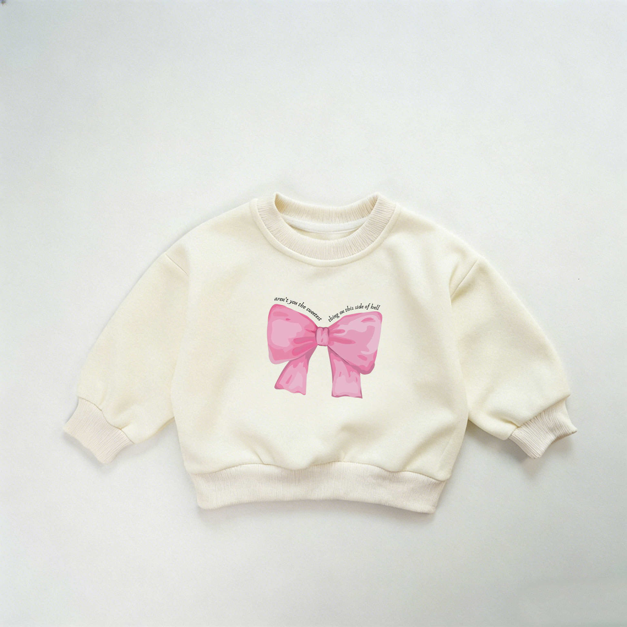 【90-160】女の子 リボン プリント おしゃれ トレーナー キッズ服 - 画像 (3)
