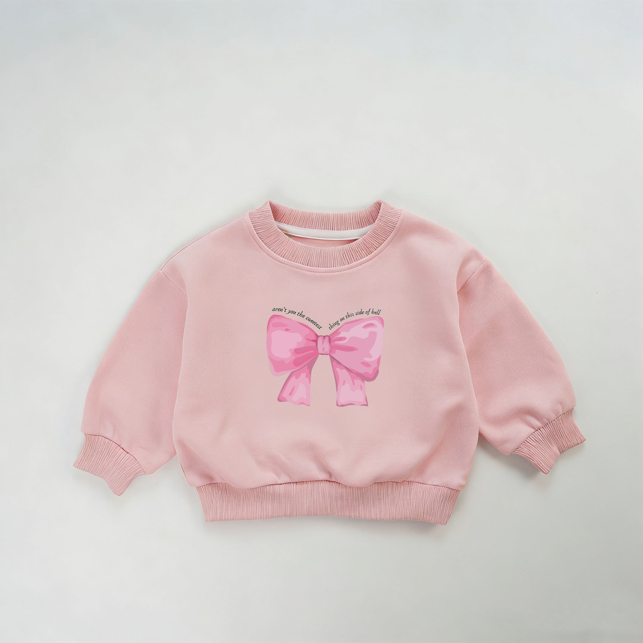 【90-160】女の子 リボン プリント おしゃれ トレーナー キッズ服 - 画像 (4)