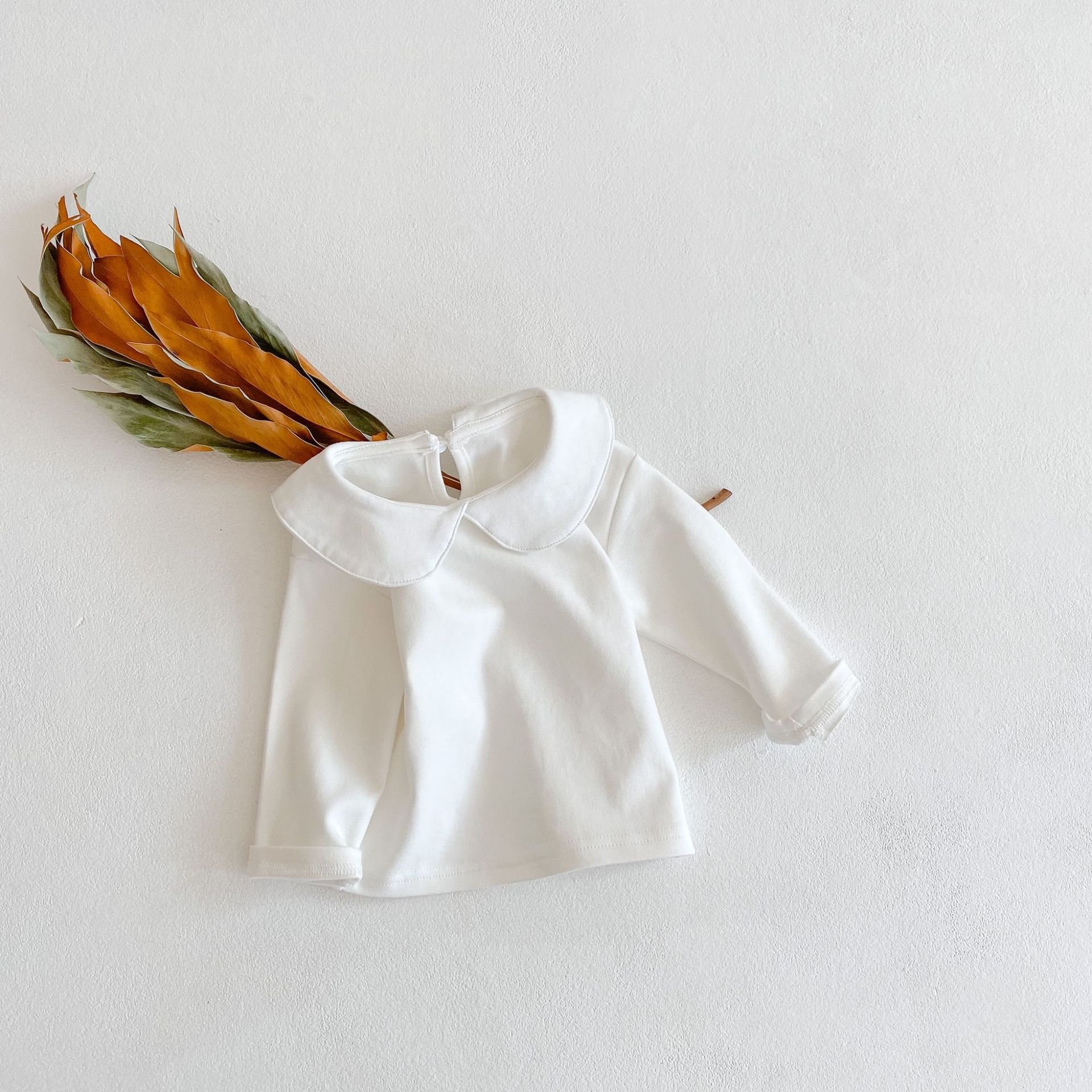 【66-100】ベビー フリル襟 長袖Tシャツ 肌触りやさしい - 画像 (5)