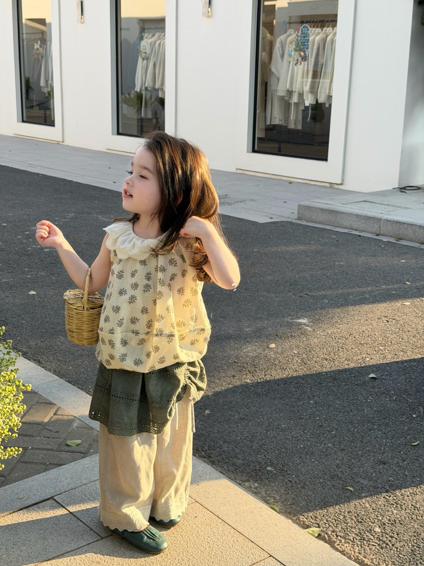 【90-140】トップス or 付け裾 or ワイドパンツ 女の子 小花柄 フリルカラー - 画像 (4)