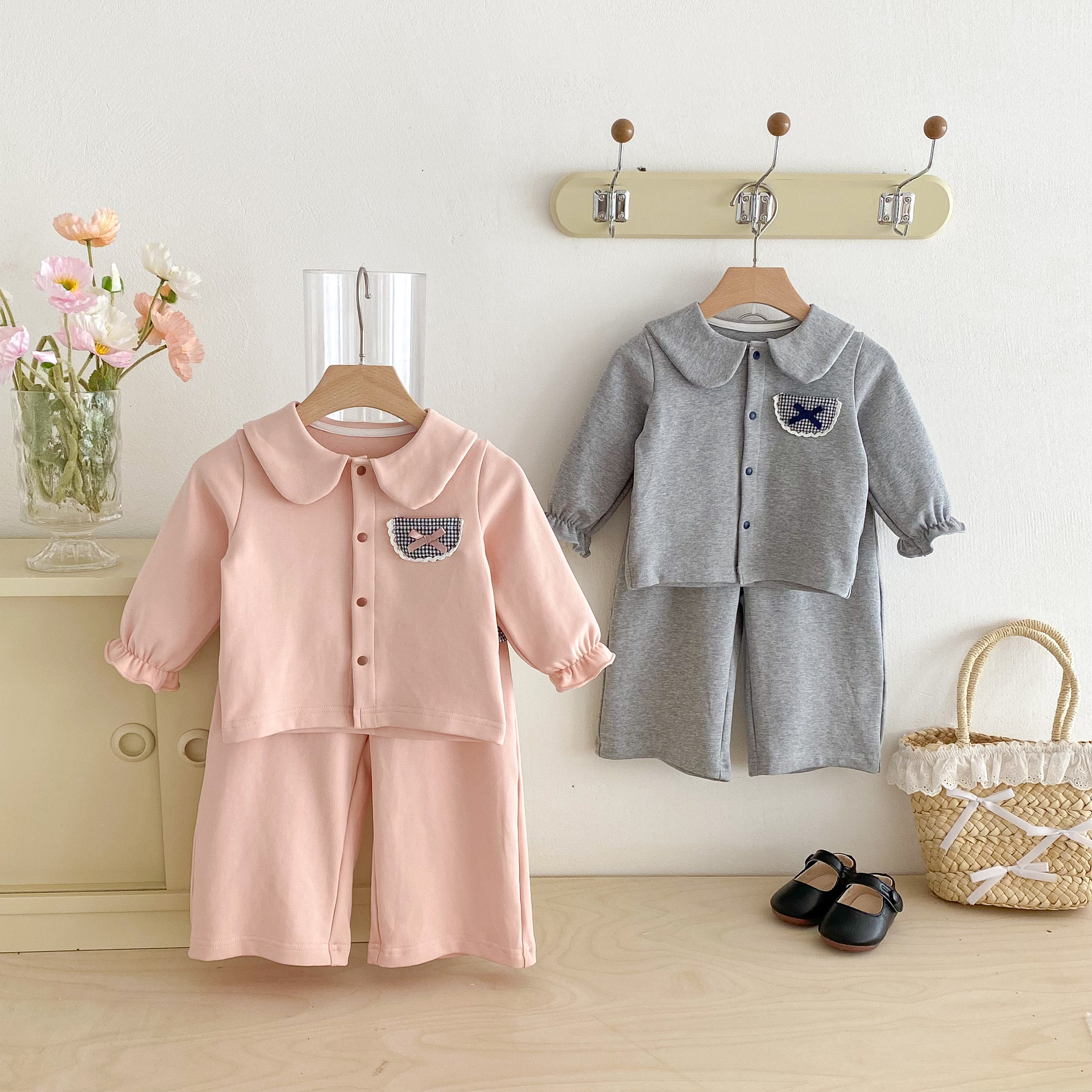 【73-110】セットアップ ベビー 女の子 スウィート トップス+パンツ - 画像 (5)