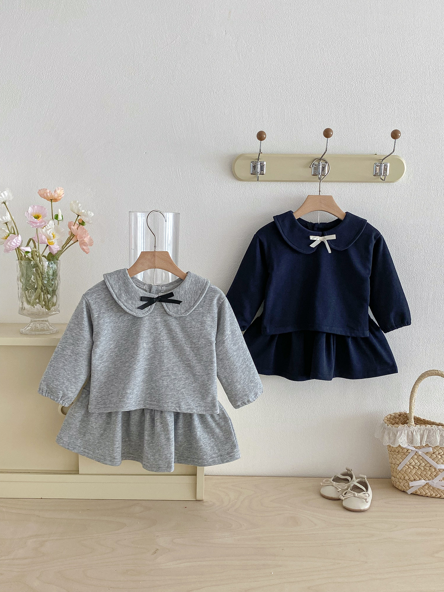 【73-110】セットアップ ベビー 女の子 トップス+スカート おしゃれ リボン付き - 画像 (8)