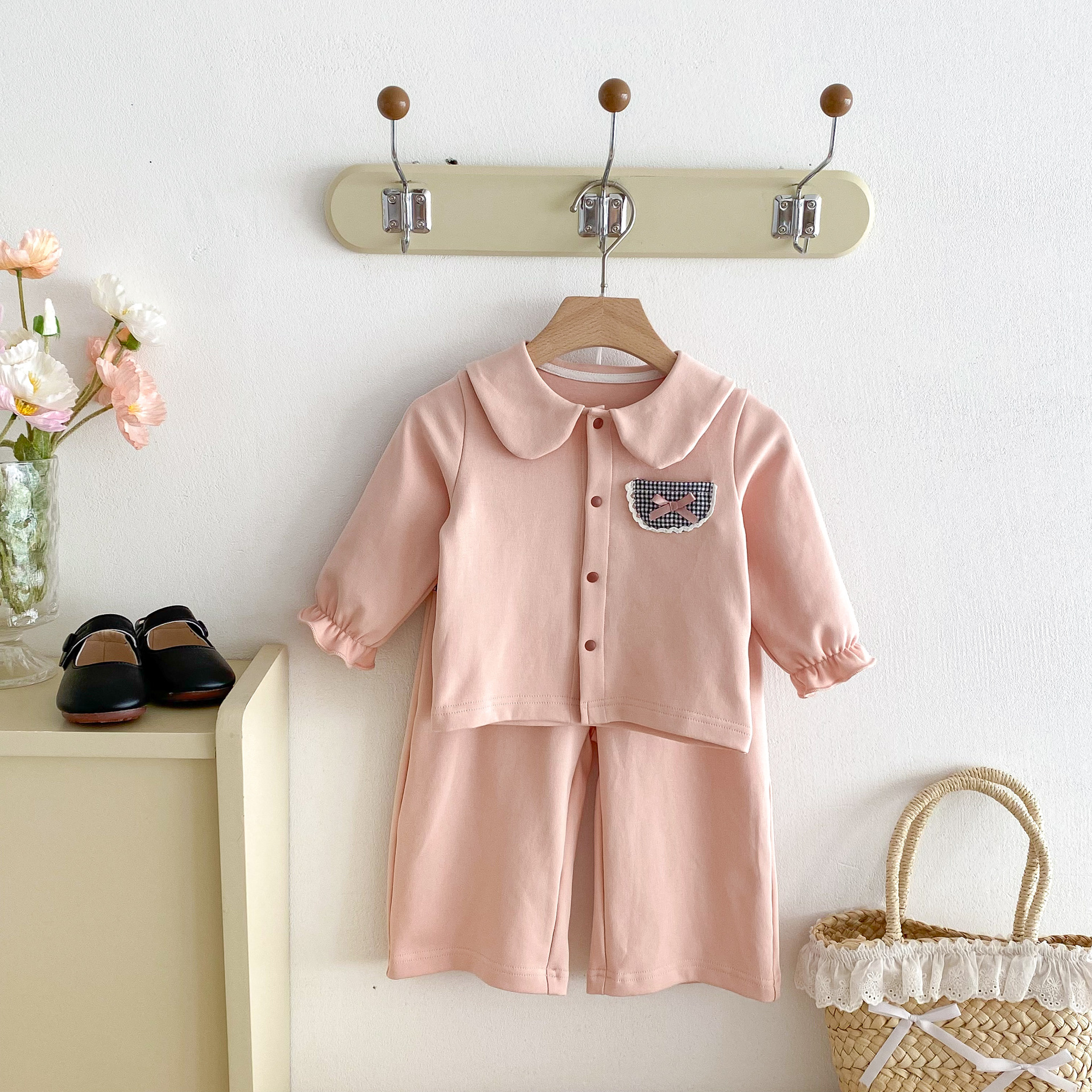 【73-110】セットアップ ベビー 女の子 スウィート トップス+パンツ - 画像 (7)
