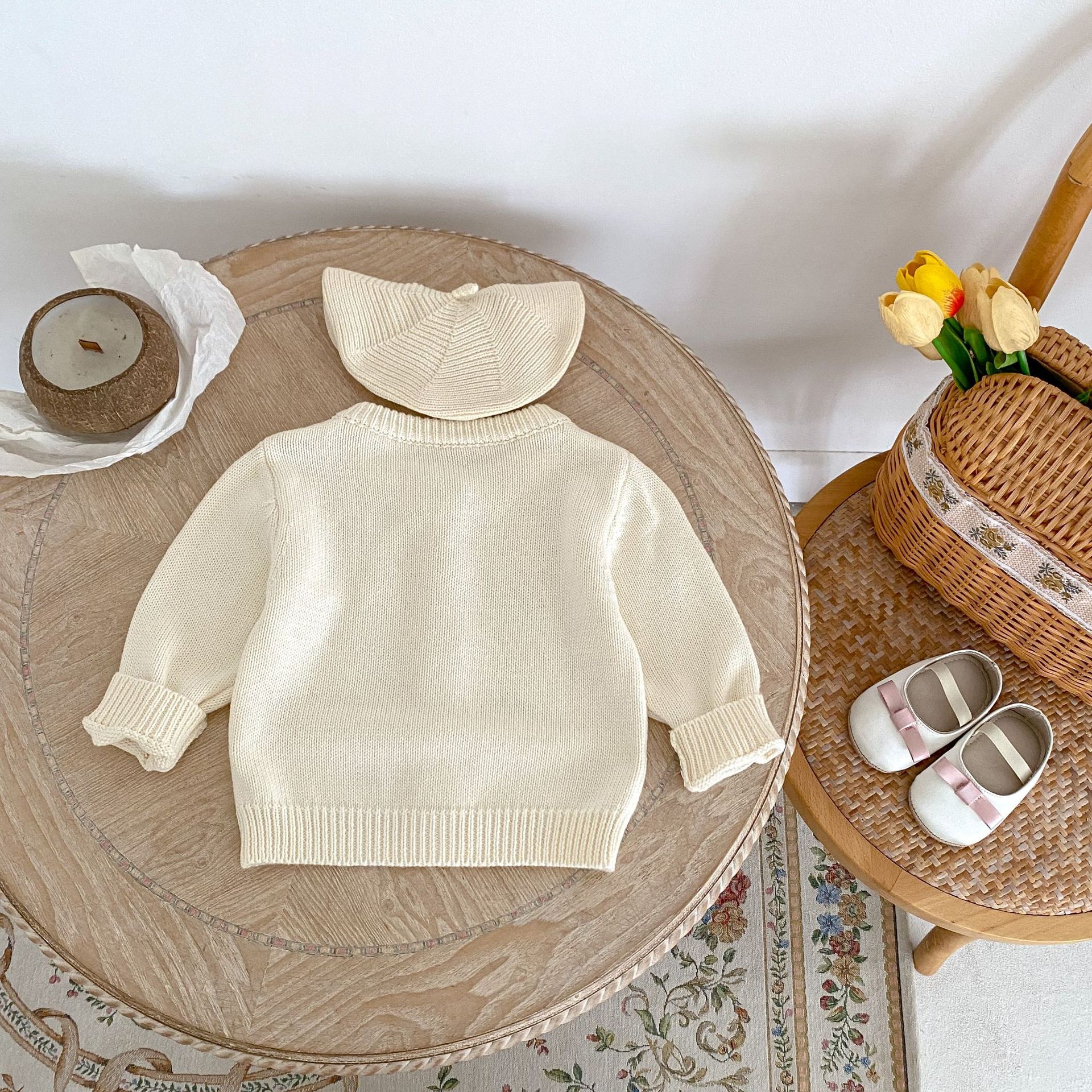 【66-100】ニット カーディガン チェリー柄 刺繍 - 画像 (4)