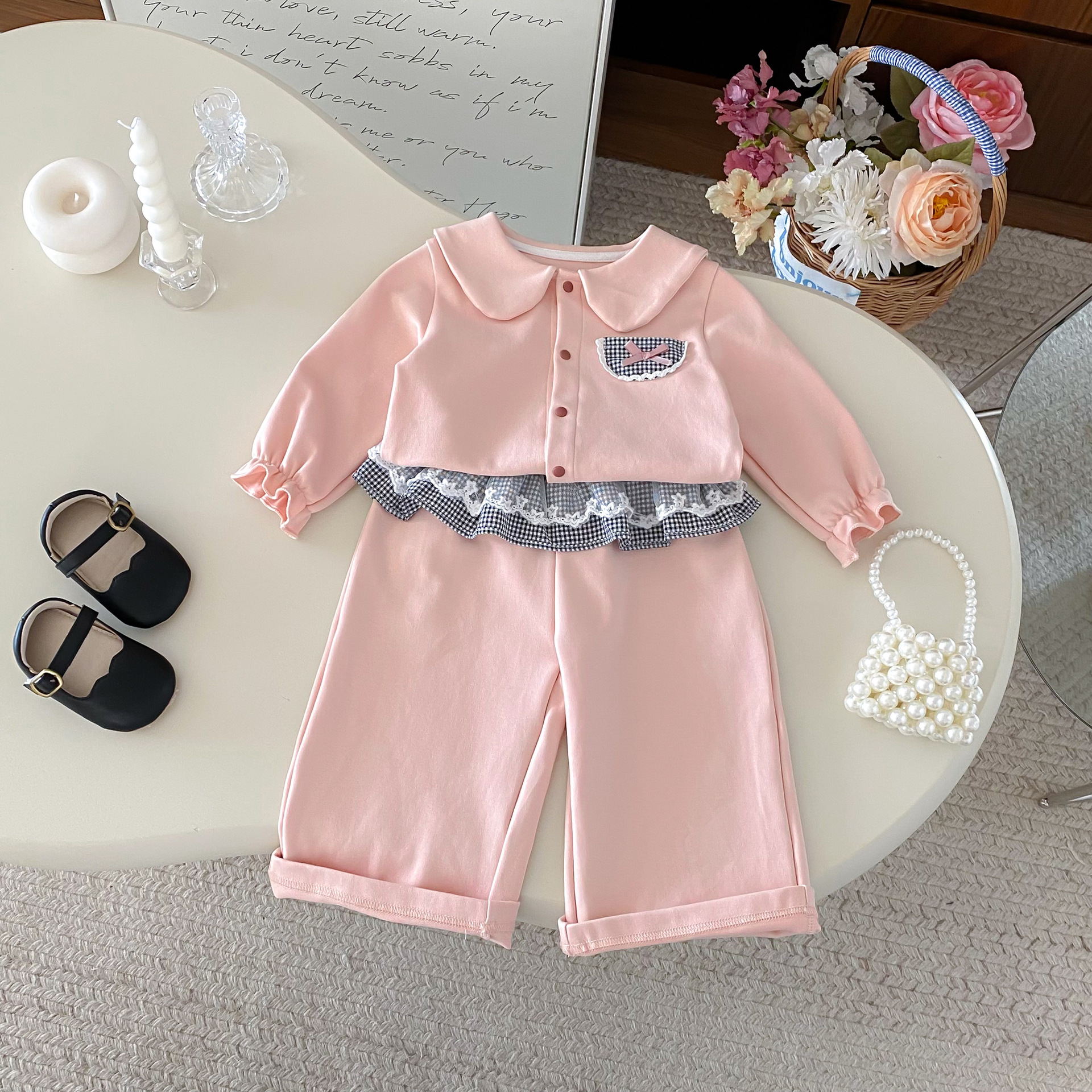 【73-110】セットアップ ベビー 女の子 スウィート トップス+パンツ - 画像 (8)