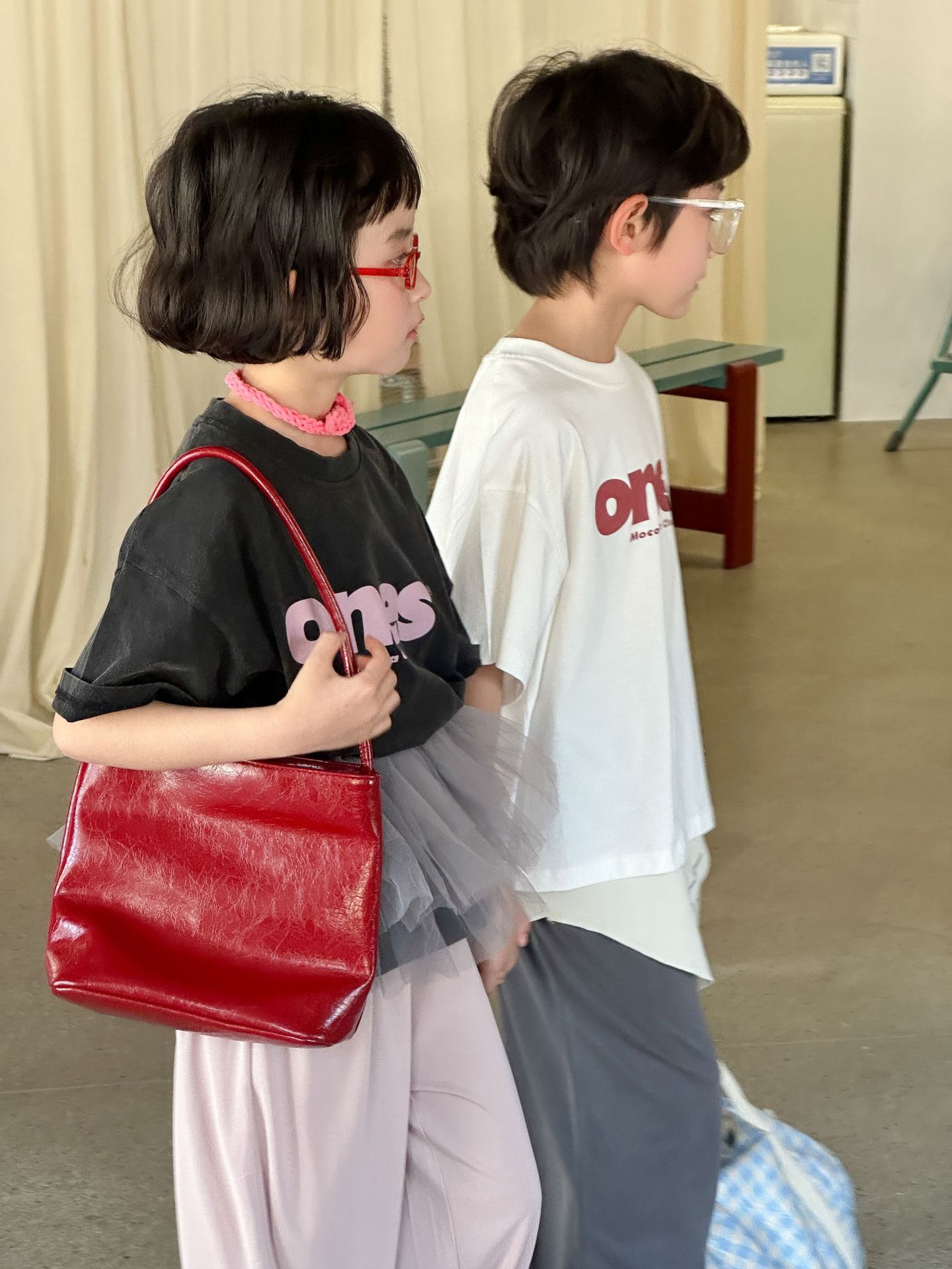 【90-150】Tシャツ アルファベット ラウンドネック コットン 半袖 トップス - 画像 (7)
