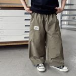 【90-150】ロングパンツ 男の子 アウトドア風 タグデザイン 軽量 薄手 カジュアル パンツ
