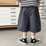 【90-150】カーゴショートパンツ 男の子 ウォッシュ加工 ポケット付き カジュアル 子供服 - 画像 (7)