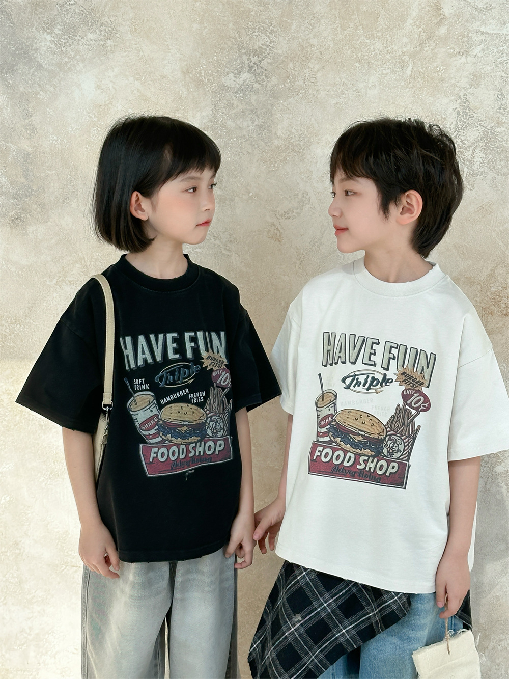 【90-150】Tシャツ 可愛い プリント ラウンドネック ルーズ 半袖 トップス - 画像 (4)