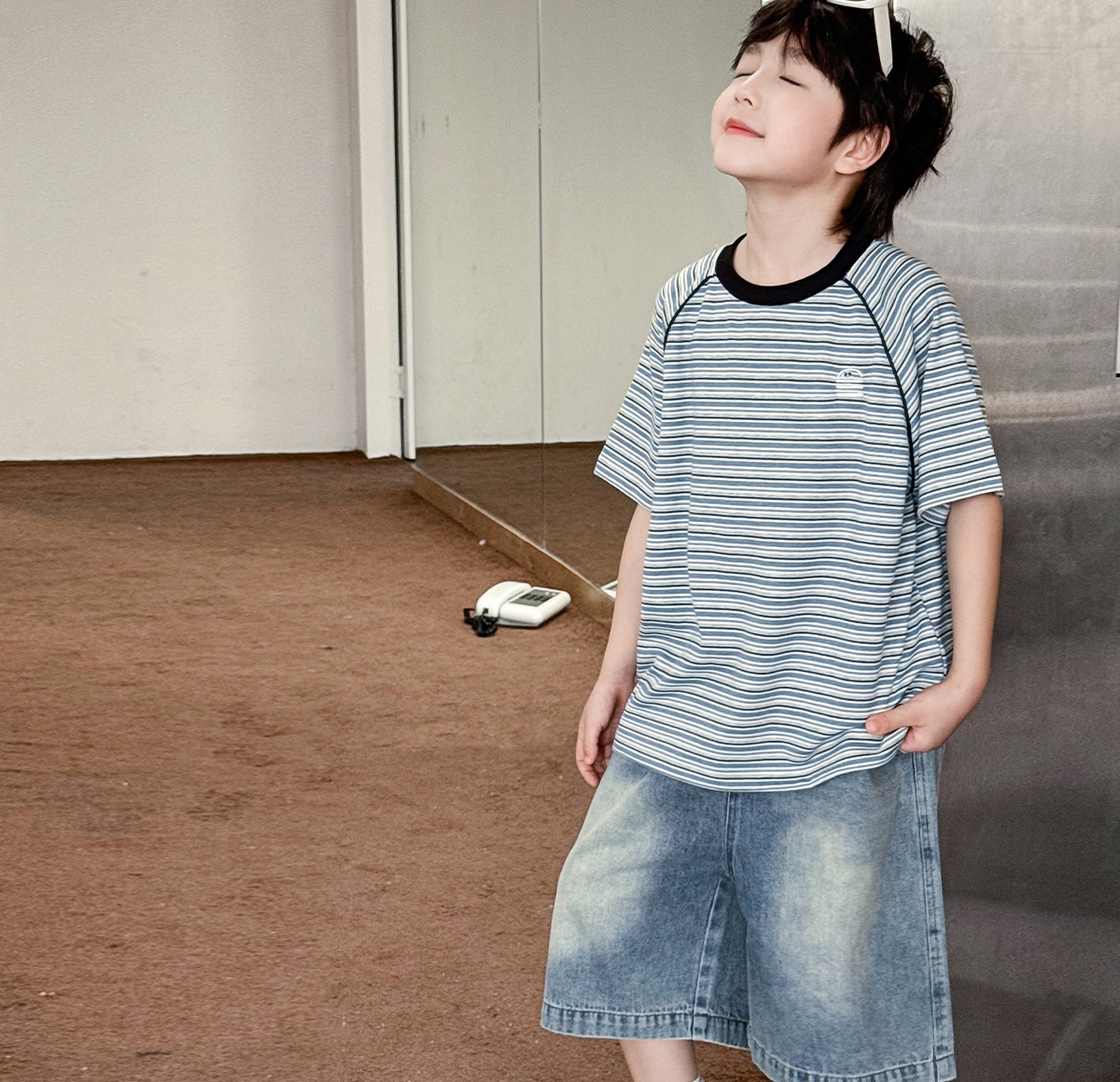 【90-150】デニムショートパンツ 男の子 バックポケットタグ ウォッシュ加工 カジュアル 子供服 - 画像 (6)
