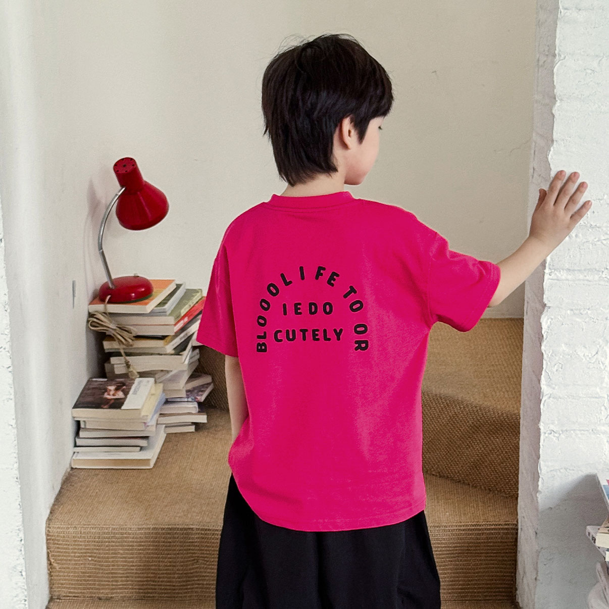 详情-12 【90-150】半袖Tシャツ 男の子 ロゴプリント クルーネック カジュアル トップス - 画像 (1)