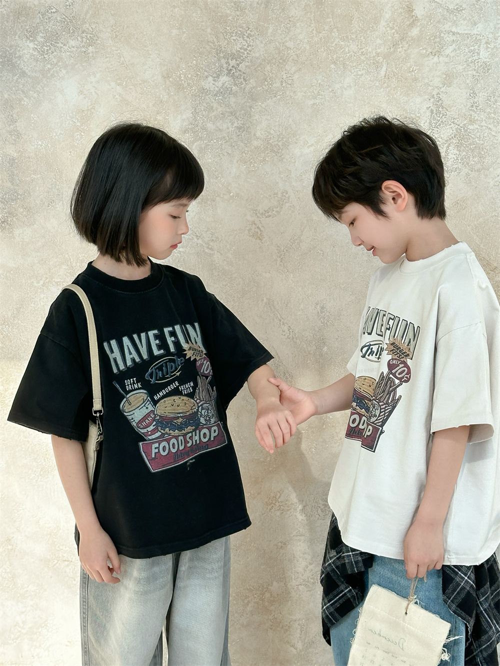 【90-150】Tシャツ 可愛い プリント ラウンドネック ルーズ 半袖 トップス - 画像 (5)