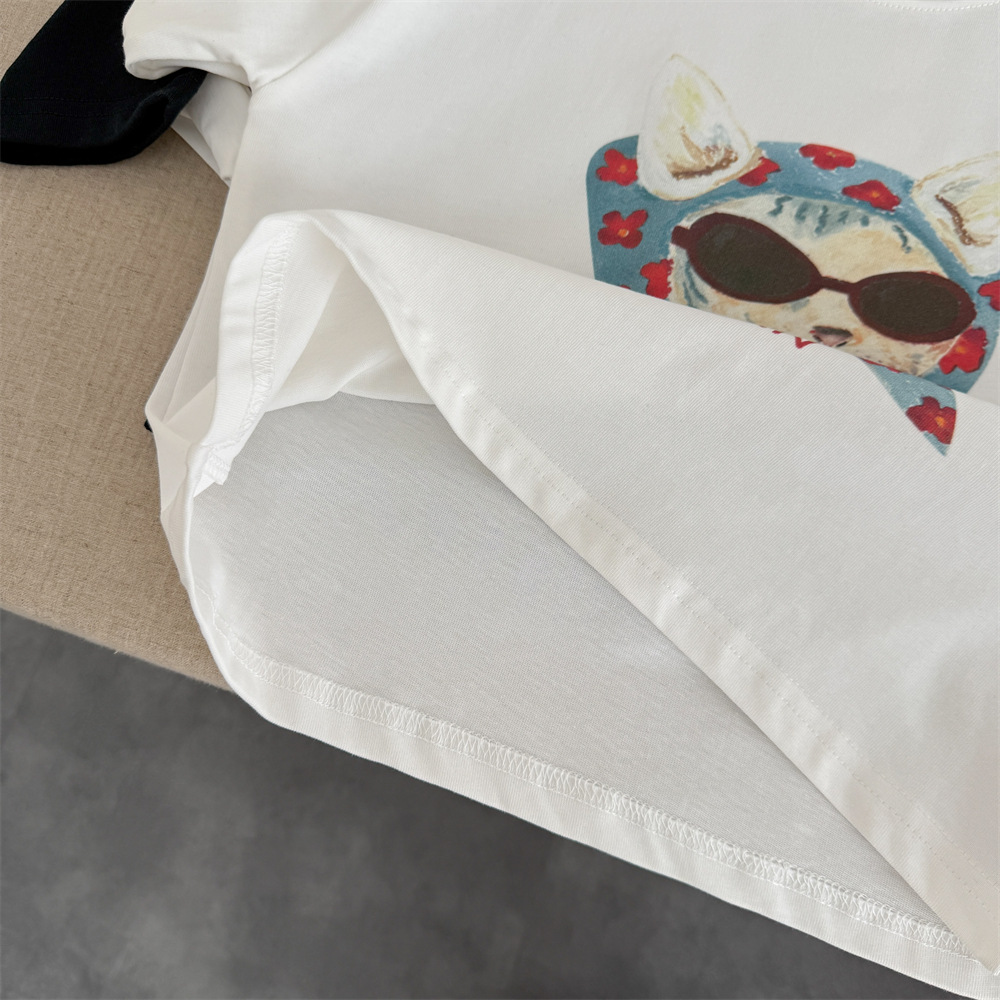 【90-150】Tシャツ カートゥーン プリント 猫柄 ラウンドネック 長袖 トップス - 画像 (19)