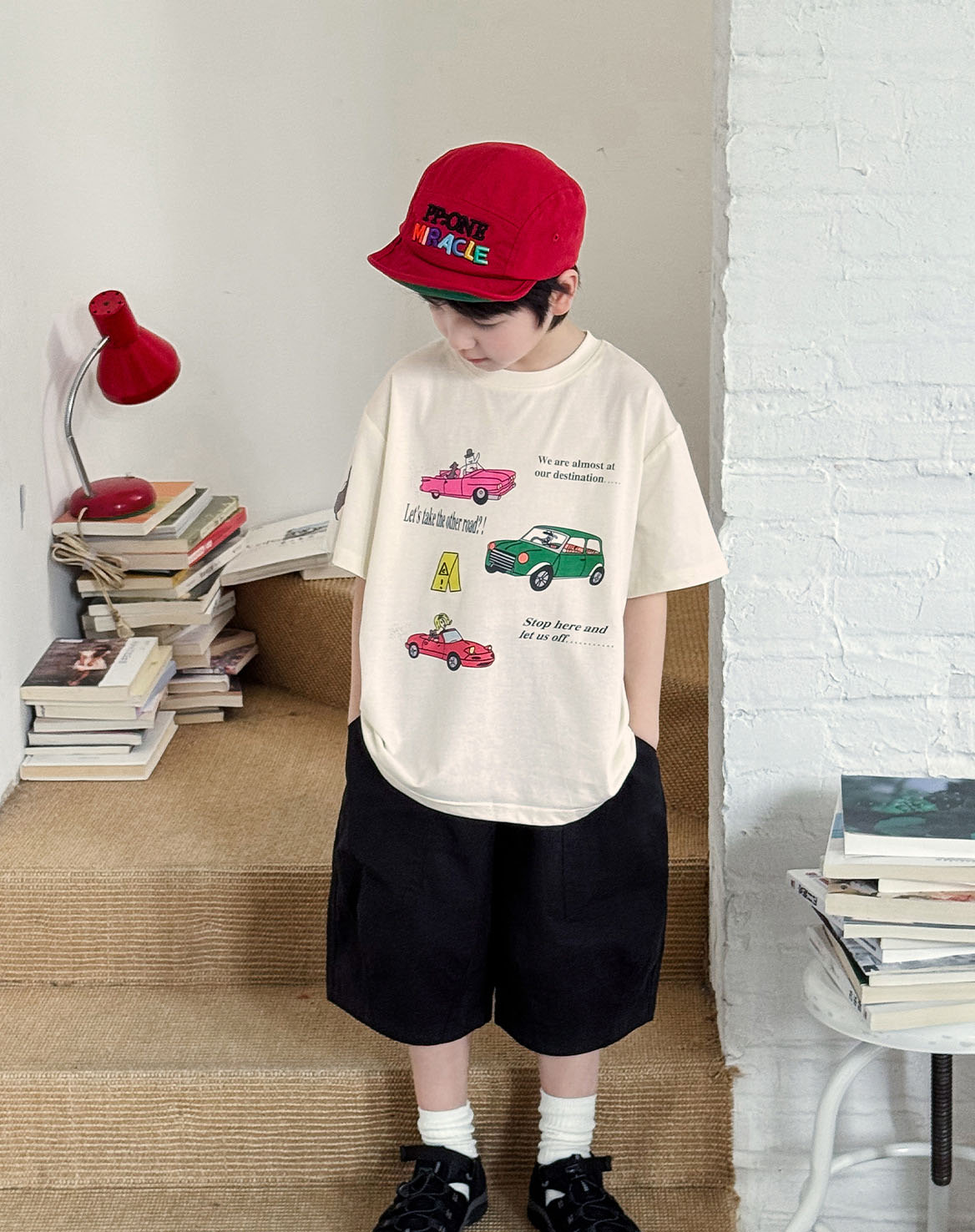 【90-150】半袖Tシャツ 男の子 車プリント クルーネック ゆったり カジュアル トップス - 画像 (8)