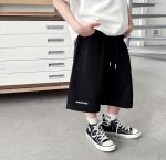 【90-150】ショートパンツ 男の子 ロゴプリント ウエスト紐付き やわらか カジュアル ボトムス - 画像 (7)