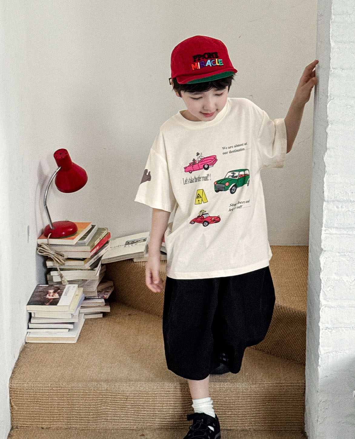 【90-150】半袖Tシャツ 男の子 車プリント クルーネック ゆったり カジュアル トップス - 画像 (5)