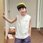 【90-150】タンクトップ 男の子 ロゴ刺繍 クルーネック カジュアル トップス - 画像 (6)