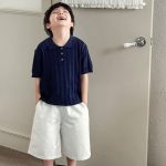 【90-150】ポロシャツ 男の子 薄手 ニット風 襟付き 半袖 カジュアル トップス - 画像 (4)