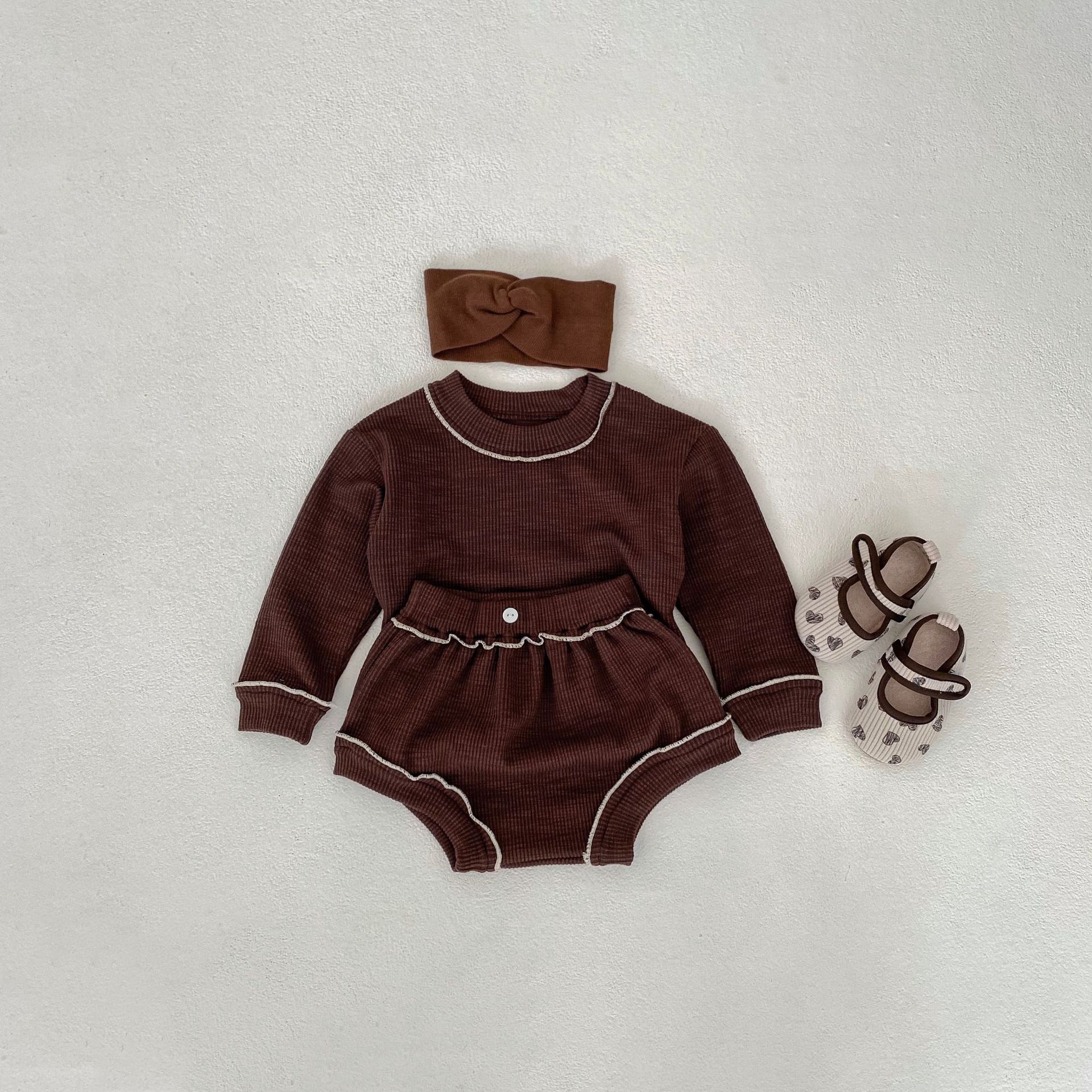 【66-100】ベビー セット トップス+ブルマ メロウフリル 肌に優しい - 画像 (5)
