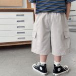 【90-150】カーゴショートパンツ 男の子 ウォッシュ加工 ポケット付き カジュアル 子供服 - 画像 (8)