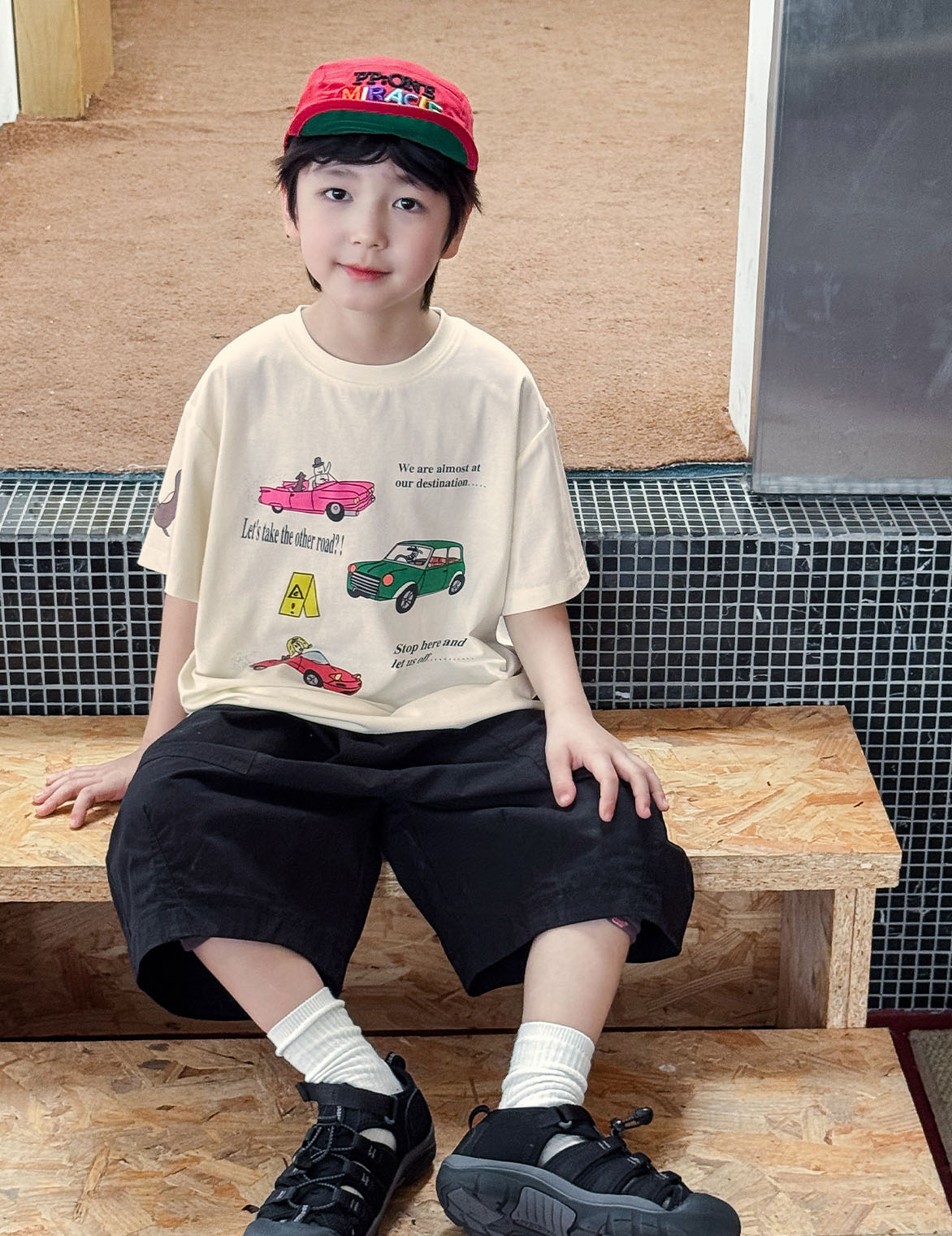 【90-150】半袖Tシャツ 男の子 車プリント クルーネック ゆったり カジュアル トップス - 画像 (7)