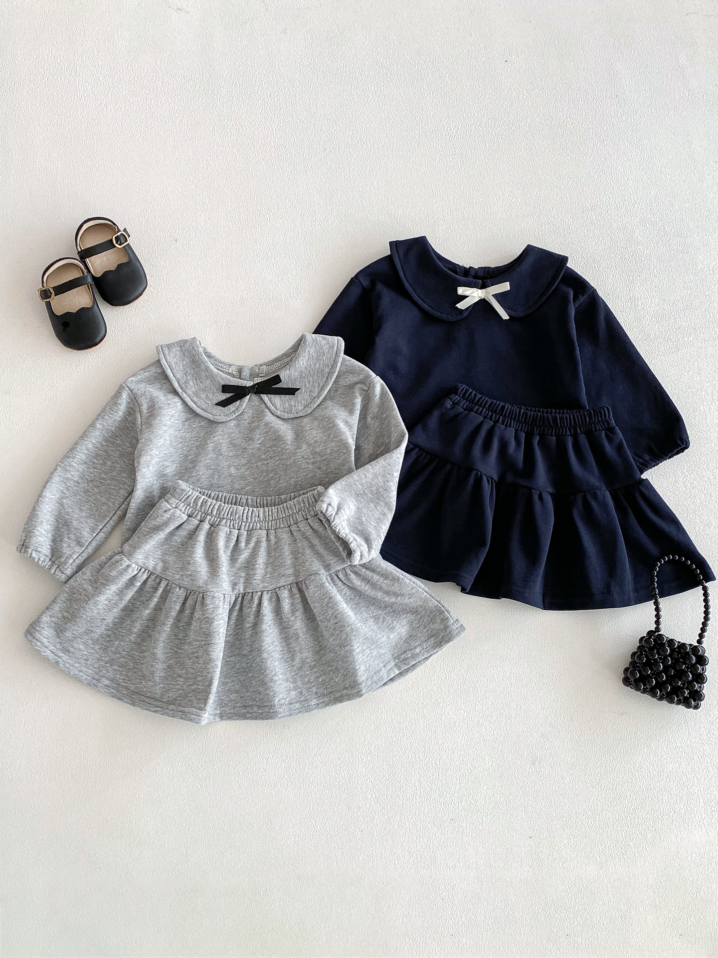 【73-110】セットアップ ベビー 女の子 トップス+スカート おしゃれ リボン付き - 画像 (6)