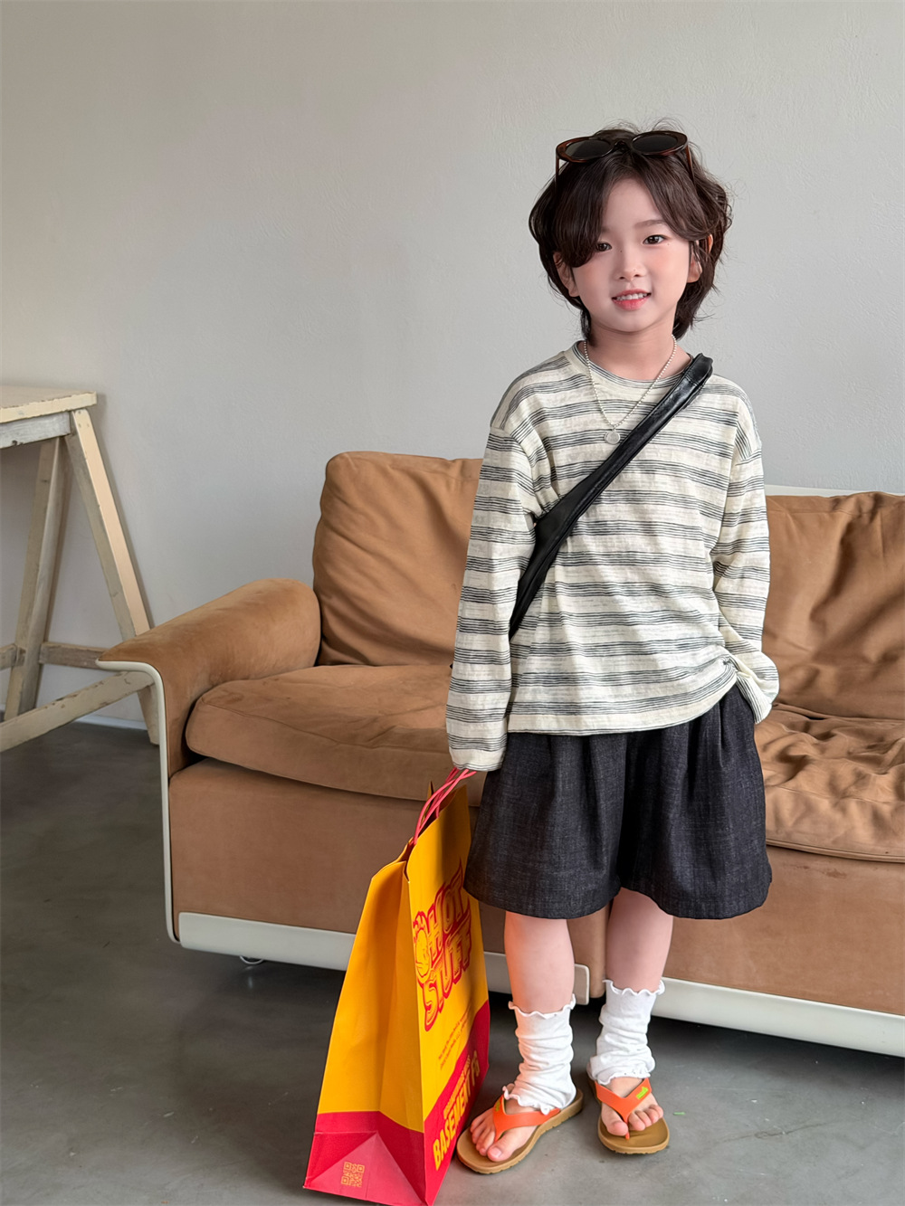 【90-150】デニムハーフパンツ 男女兼用 五分丈 ゆったり カジュアル 韓国風 子供服 - 画像 (9)