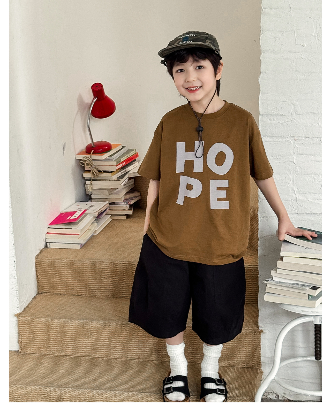【90-150】半袖 Tシャツ 男の子 ロゴプリント クルーネック カジュアル トップス - 画像 (4)