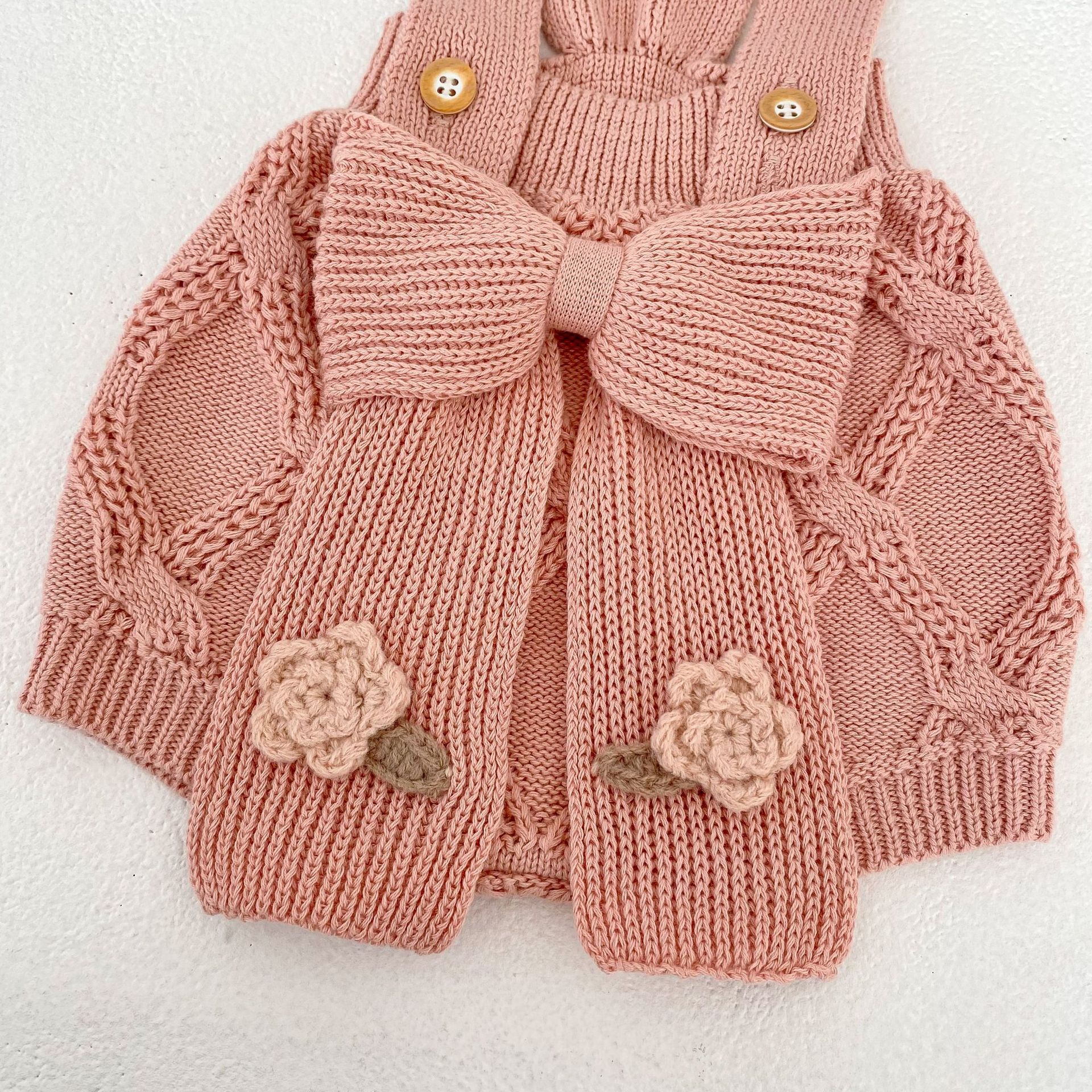 【66-100】カーディガン OR サロペット ベビー ニット リボン付き - 画像 (15)