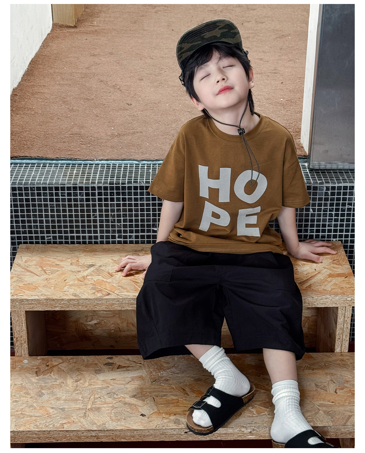 【90-150】半袖 Tシャツ 男の子 ロゴプリント クルーネック カジュアル トップス - 画像 (5)