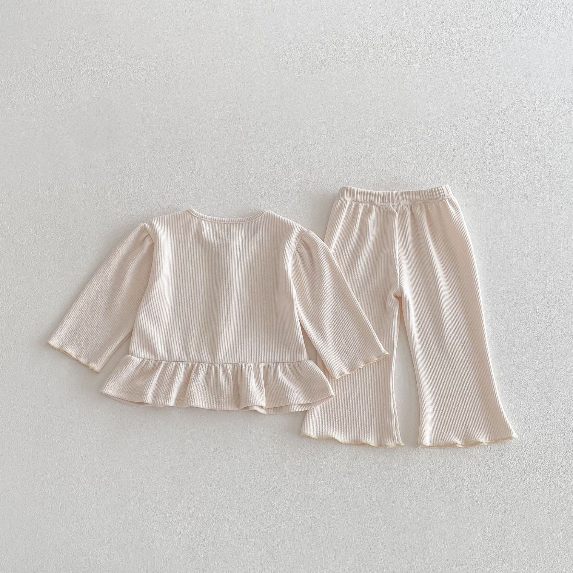 【80-130】女の子 セットアップ トップス+パンツ リボン付き - 画像 (9)