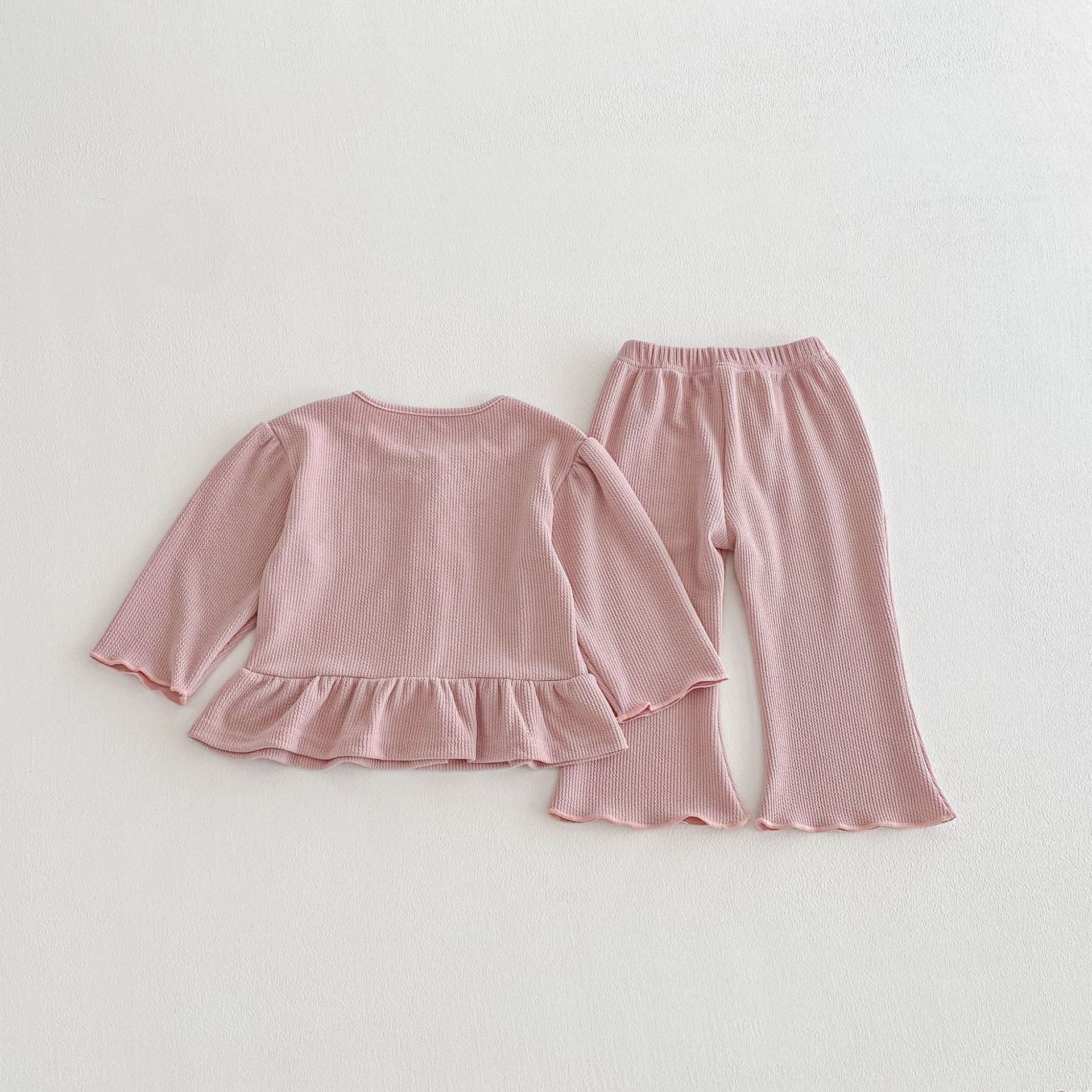 【80-130】女の子 セットアップ トップス+パンツ リボン付き - 画像 (11)