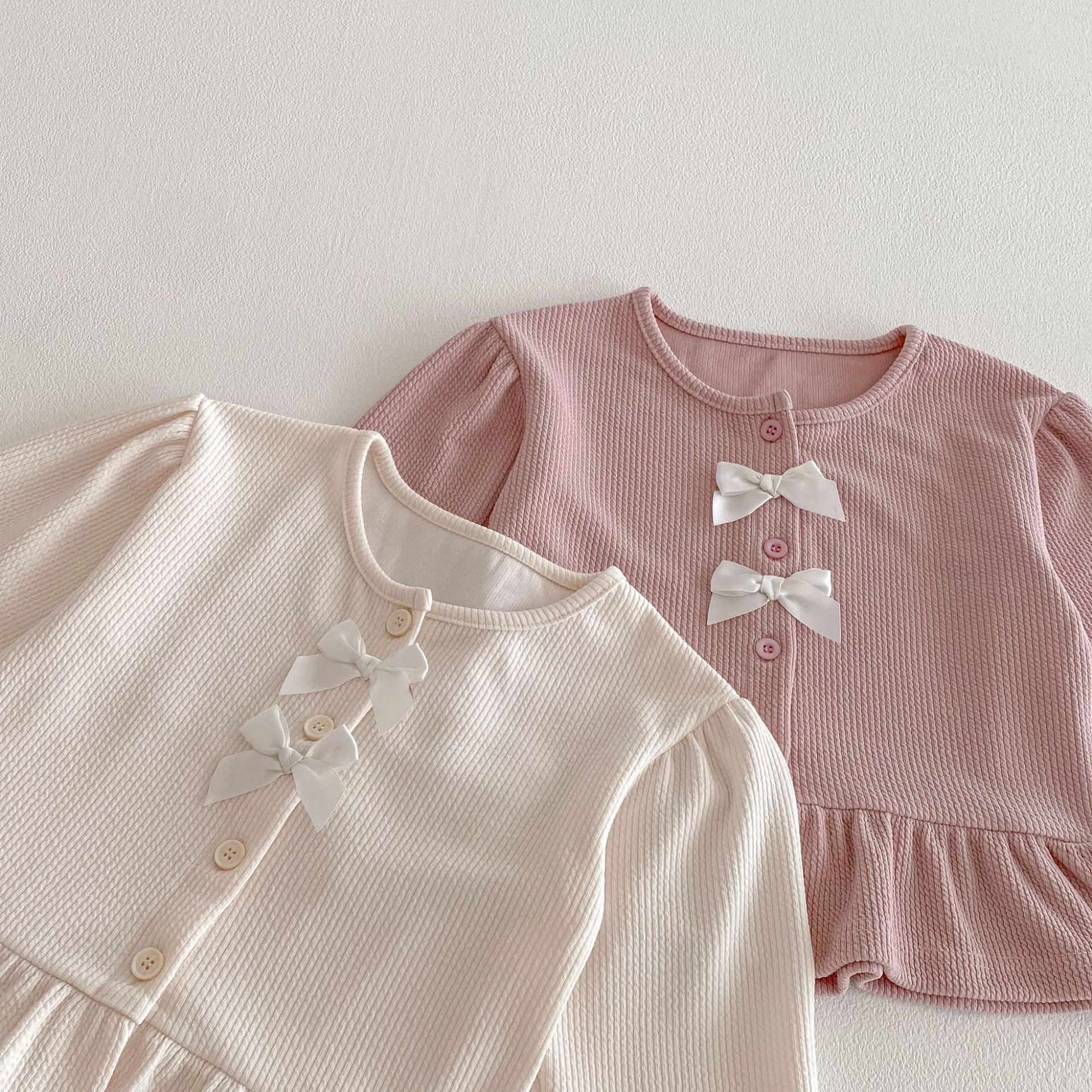 【80-130】女の子 セットアップ トップス+パンツ リボン付き - 画像 (12)