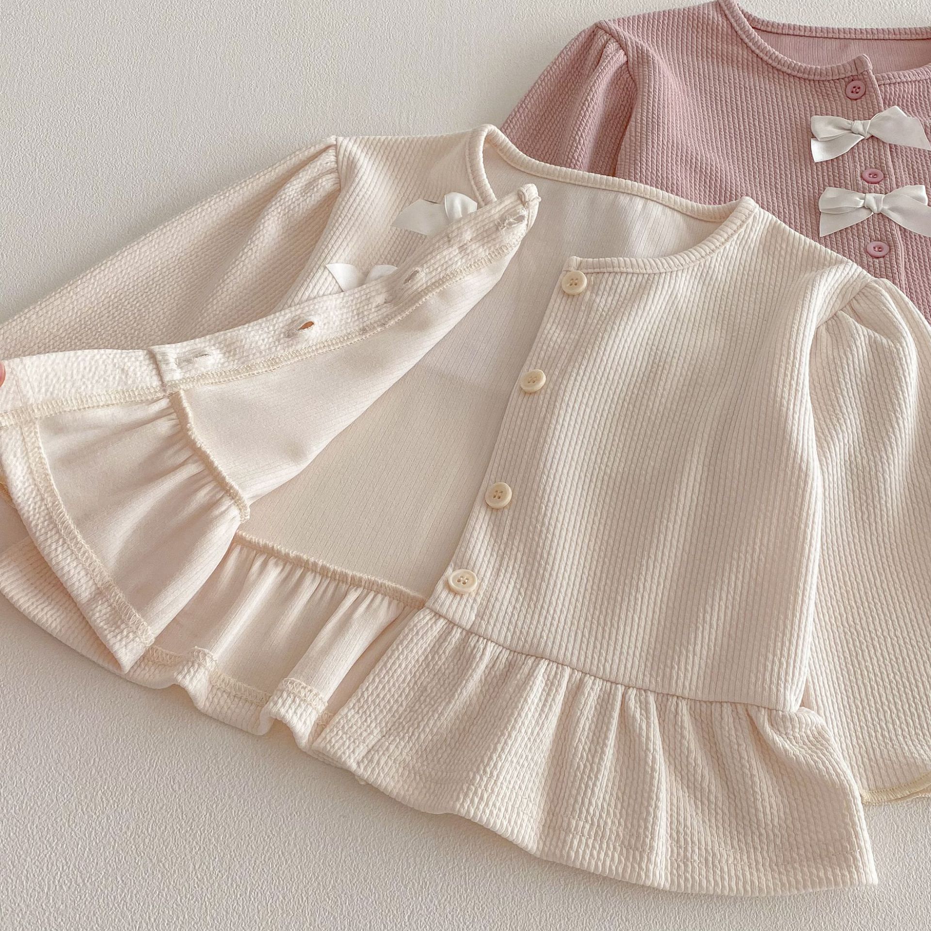 【80-130】女の子 セットアップ トップス+パンツ リボン付き - 画像 (14)