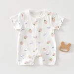 【66-90】ロンパース 夏新作 柔らか 総柄 ベビー服